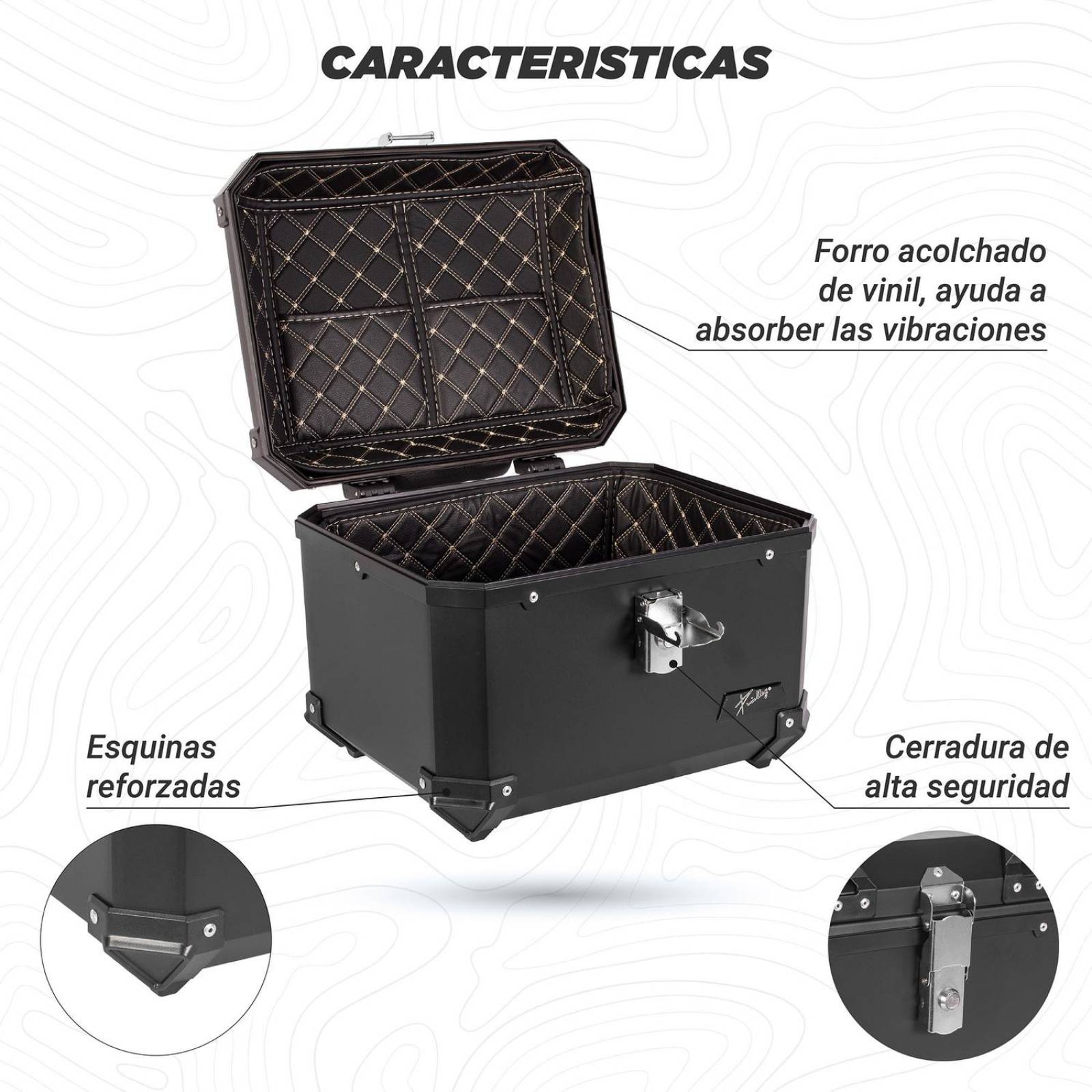 Caja portaequipaje para moto 45L 43.5x38x34 Universal Kinlley 