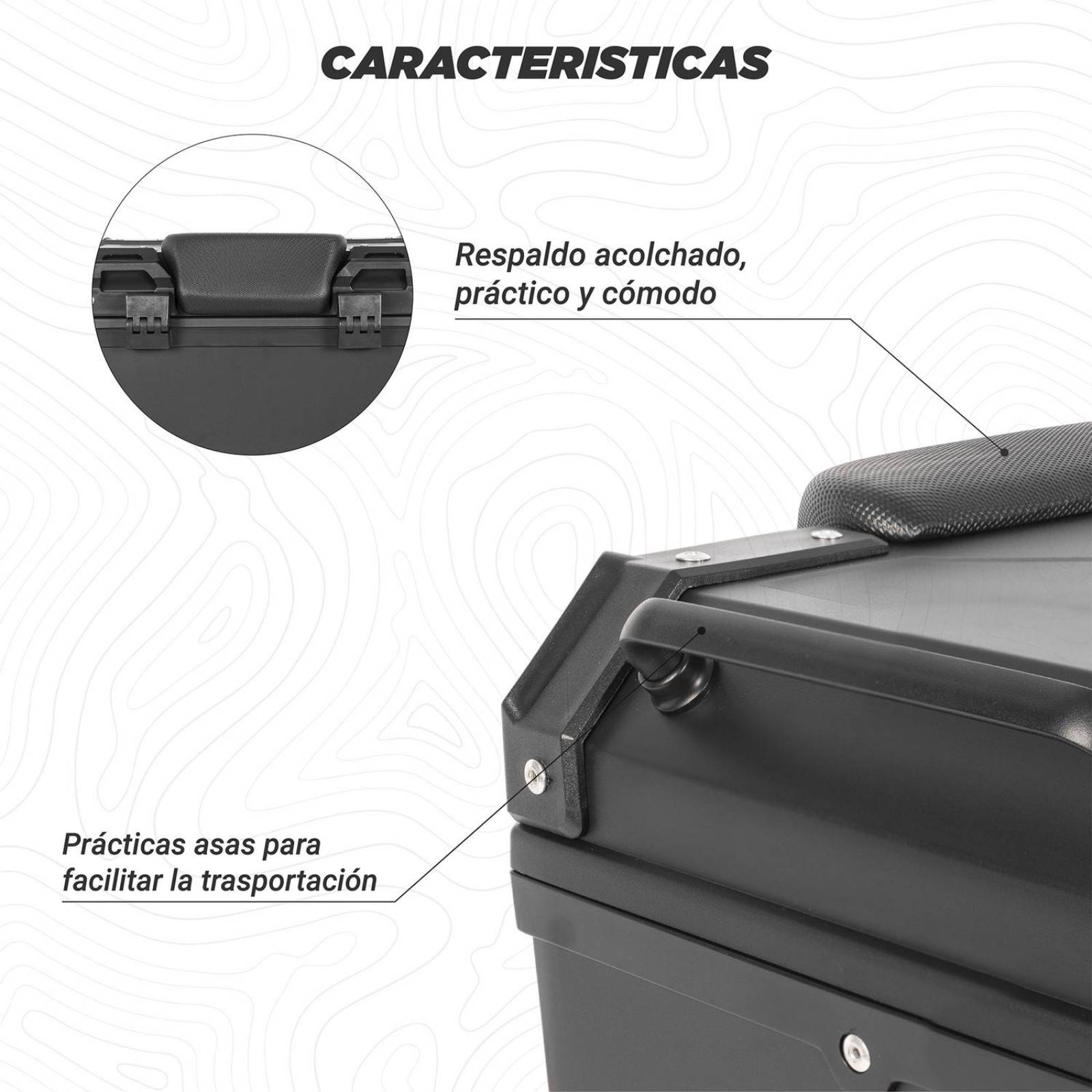 Caja portaequipaje para moto 45L 43.5x38x34 Universal Kinlley 