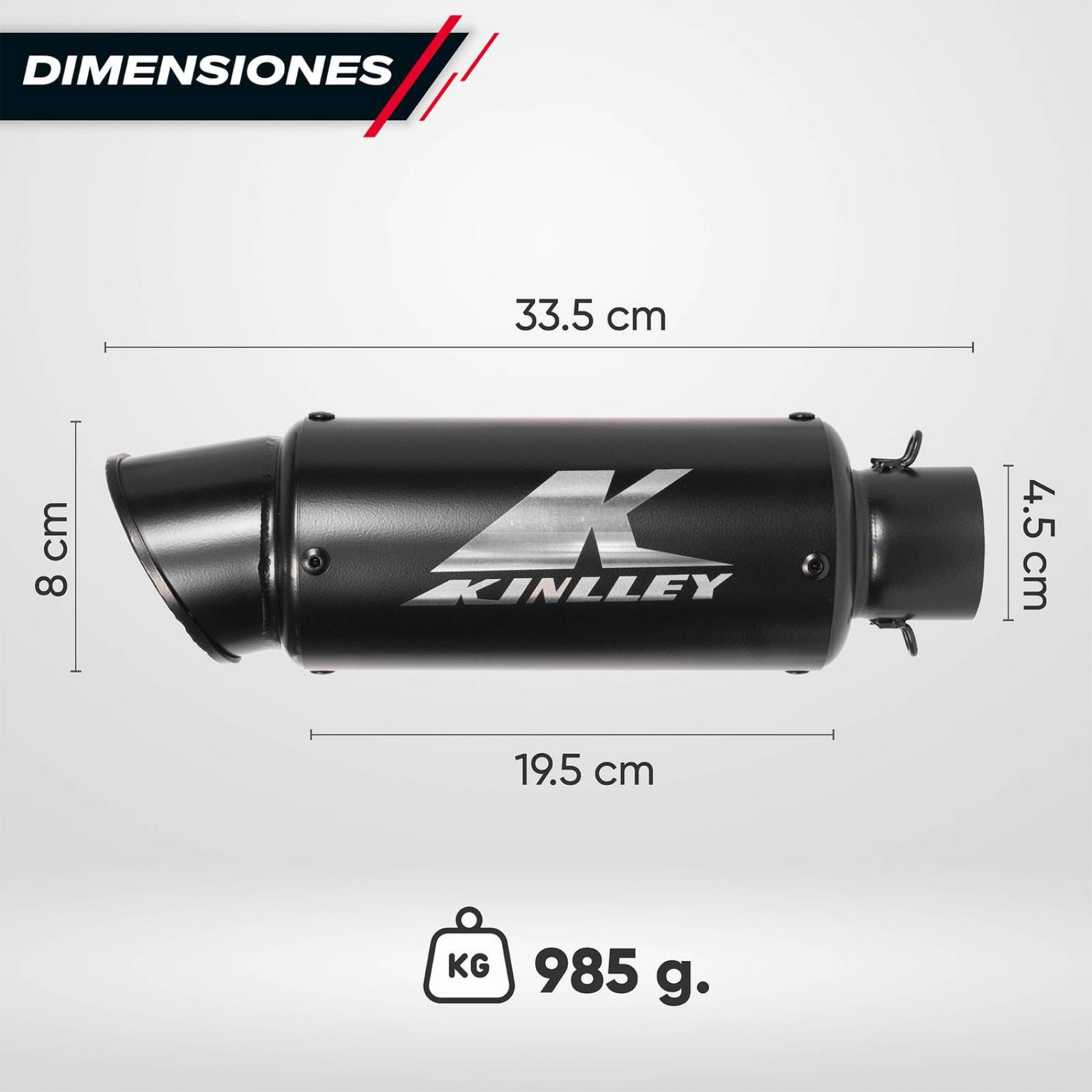 Escape para moto deportivo negro 38/51mm Universal Kinlley