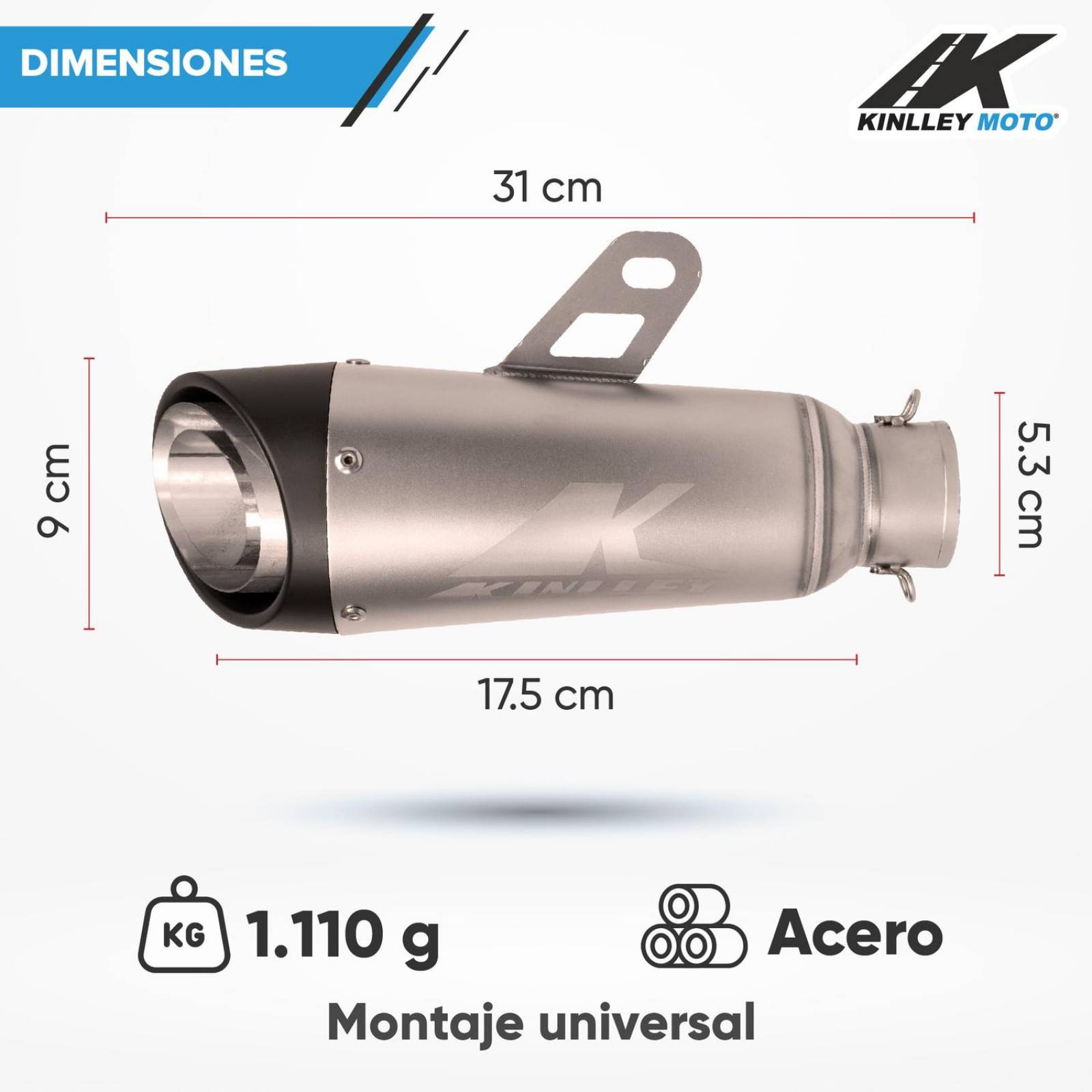 Escape para moto universal 35-51mm SC Muffle BD Kinlley