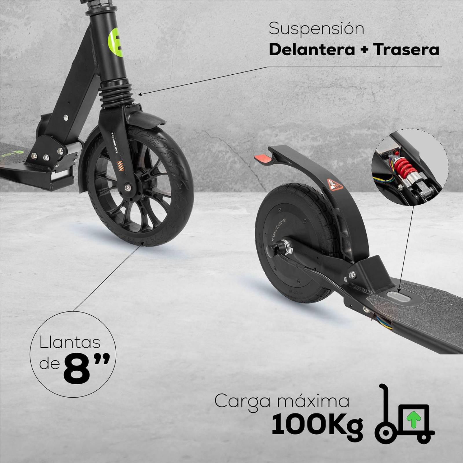 Scooter electrico Infantil R8 150W 2.6AH con Suspension IPX4 