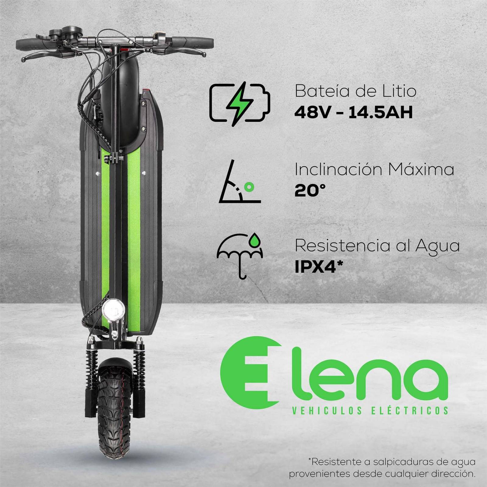 Scooter electrico R10 500W 14.5AH con suspension IPX4 