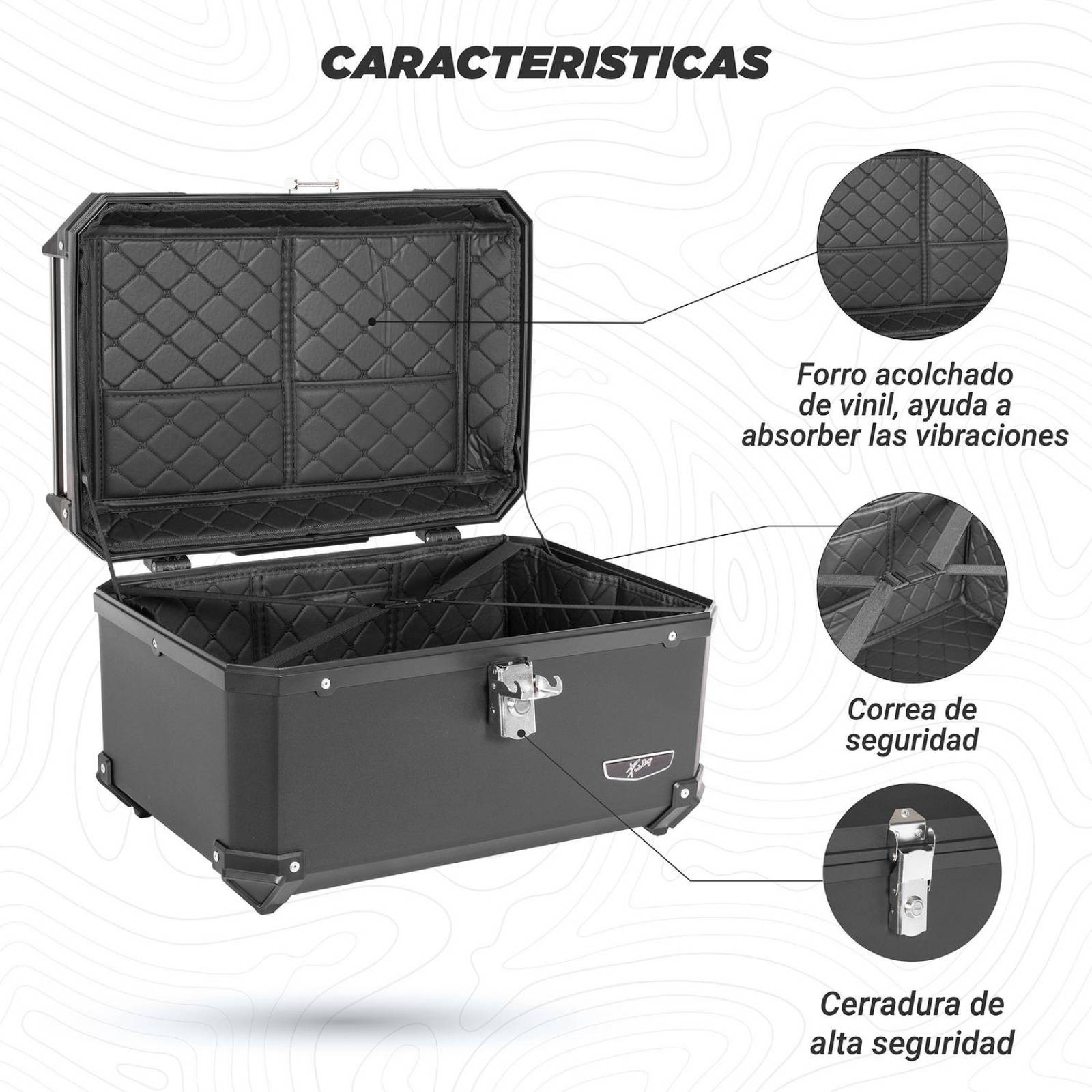 Caja portaequipaje para moto 56.5x40x31 Universal Kinlley 
