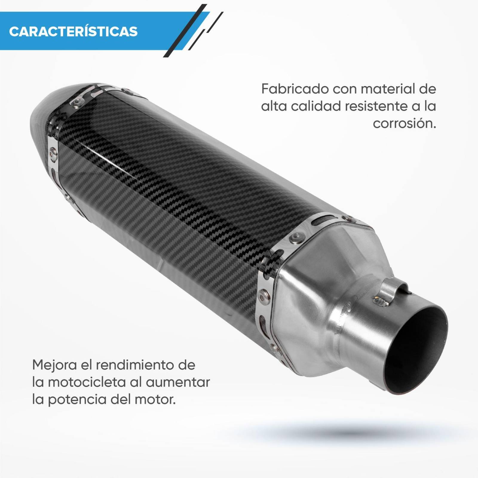 Escape para moto tipo fibra carbon 35/51mm Universal Kinlley