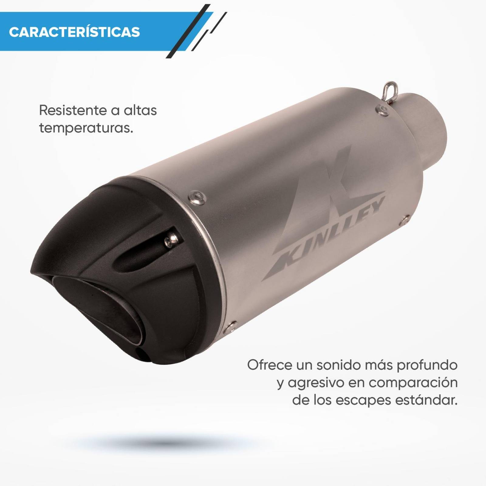 Escape para moto deportivo plata 35/51mm Universal Kinlley 