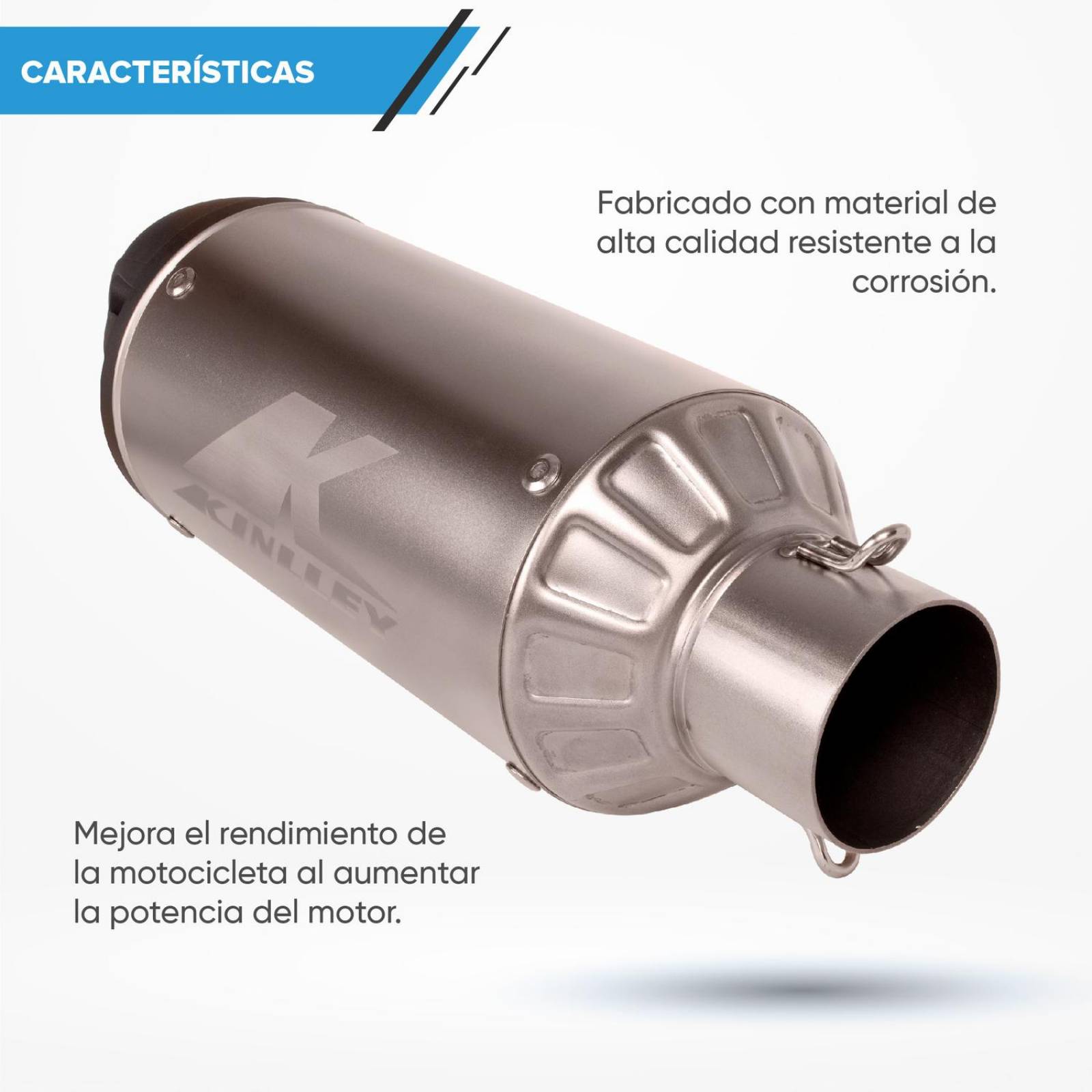 Escape para moto deportivo plata 35/51mm Universal Kinlley 