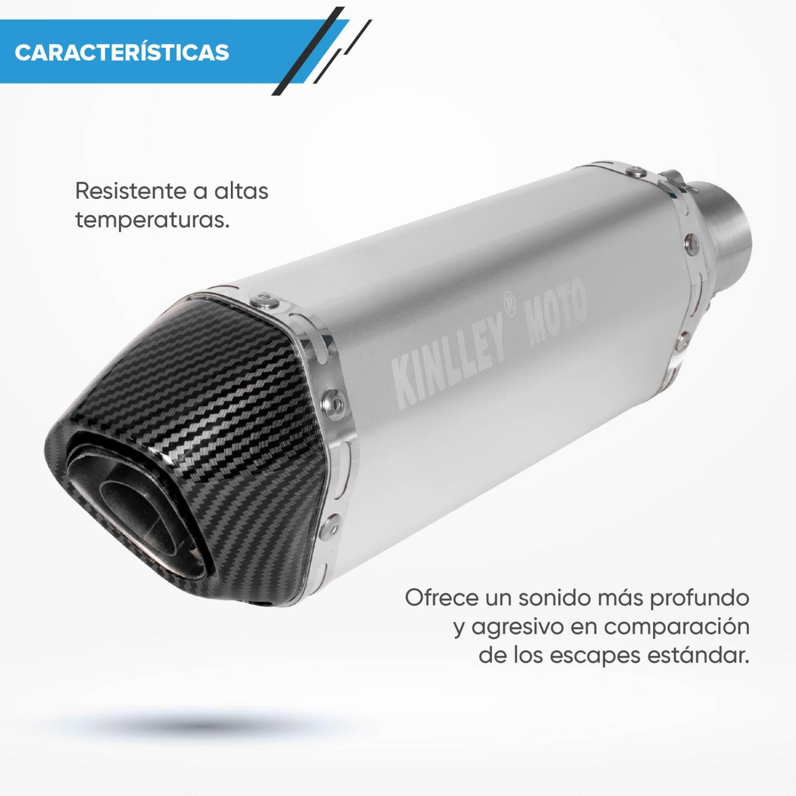 Escape deportivo para moto Plata 35/51mm Universal Kinlley 