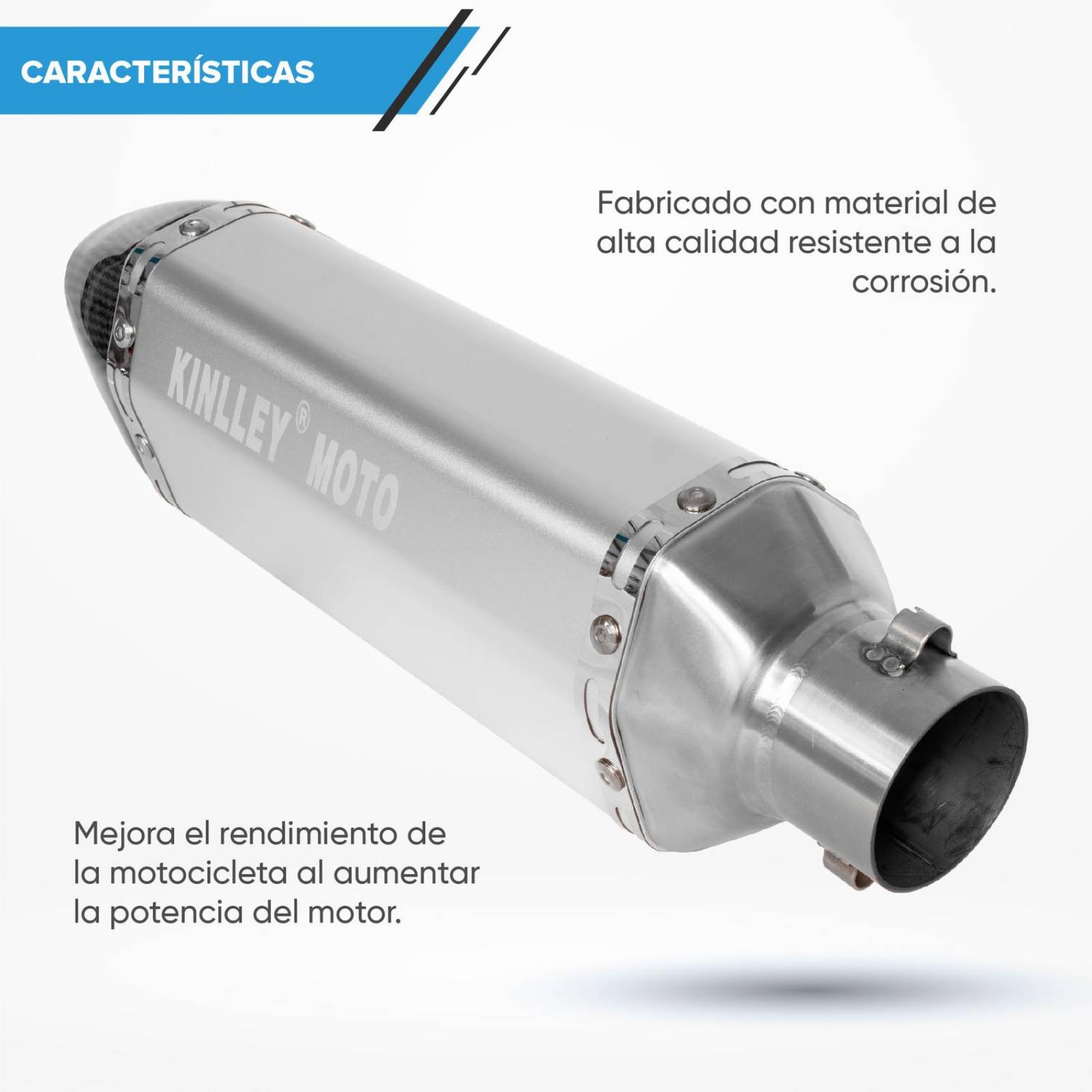 Escape deportivo para moto Plata 35/51mm Universal Kinlley 