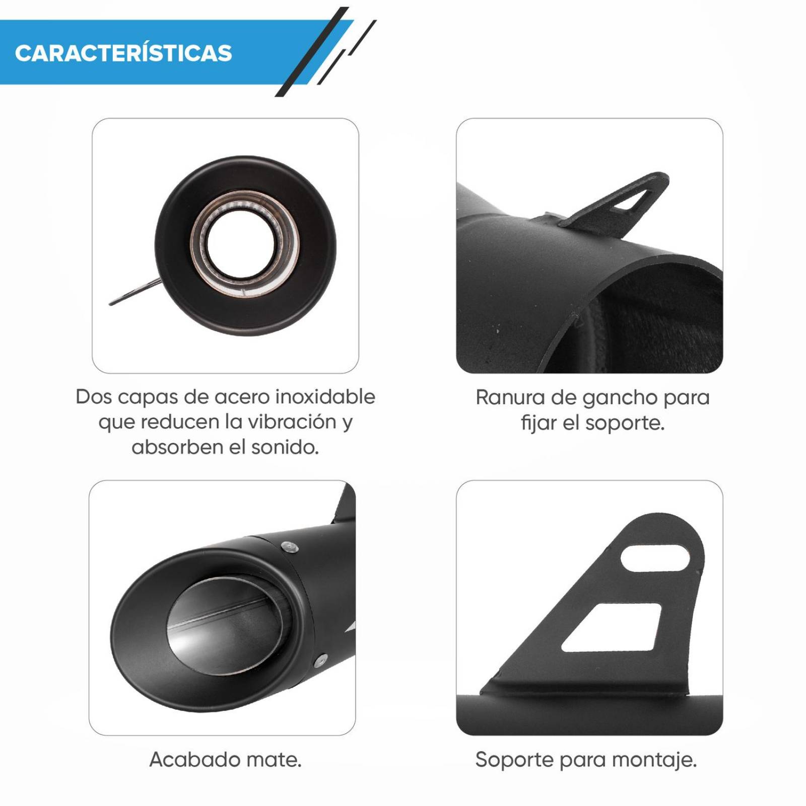 Escape para moto plateado 35/51mm Universal Kinlley 
