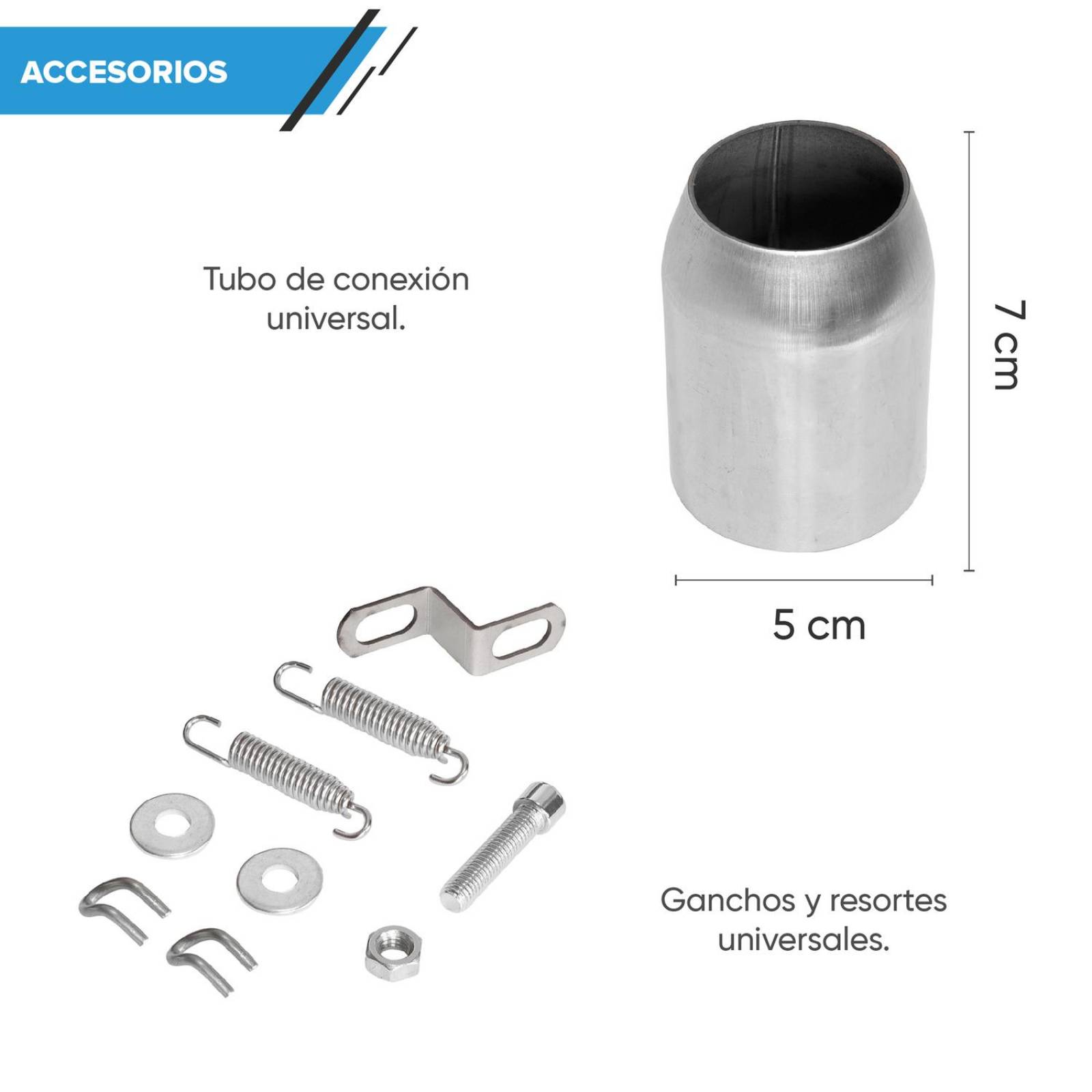 Escape para moto plateado 35/51mm Universal Kinlley 