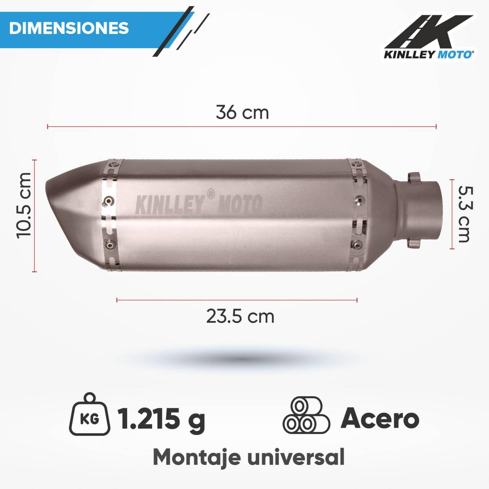 Escape deportivo para moto 35/51mm Universal Kinlley 