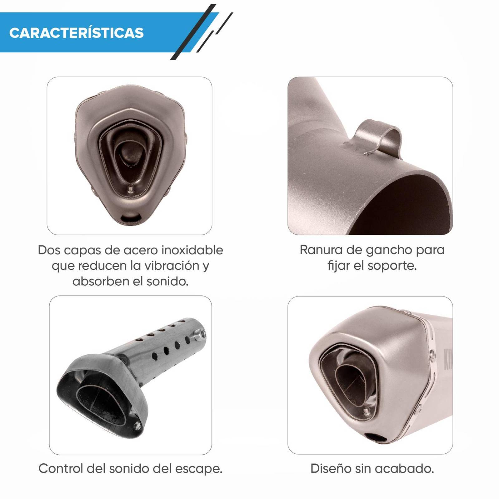 Escape deportivo para moto 35/51mm Universal Kinlley 