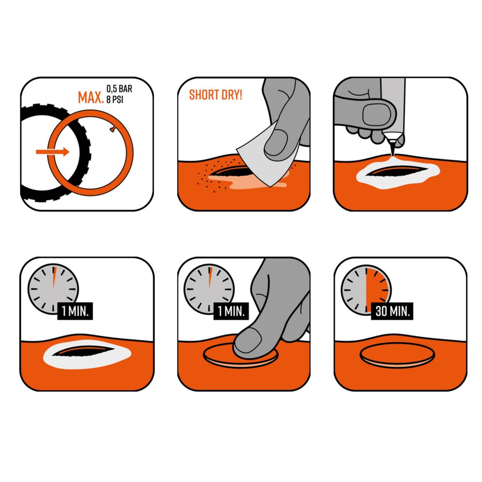 Parches para camaras 5 parches y pegamento Kit Tubolito 