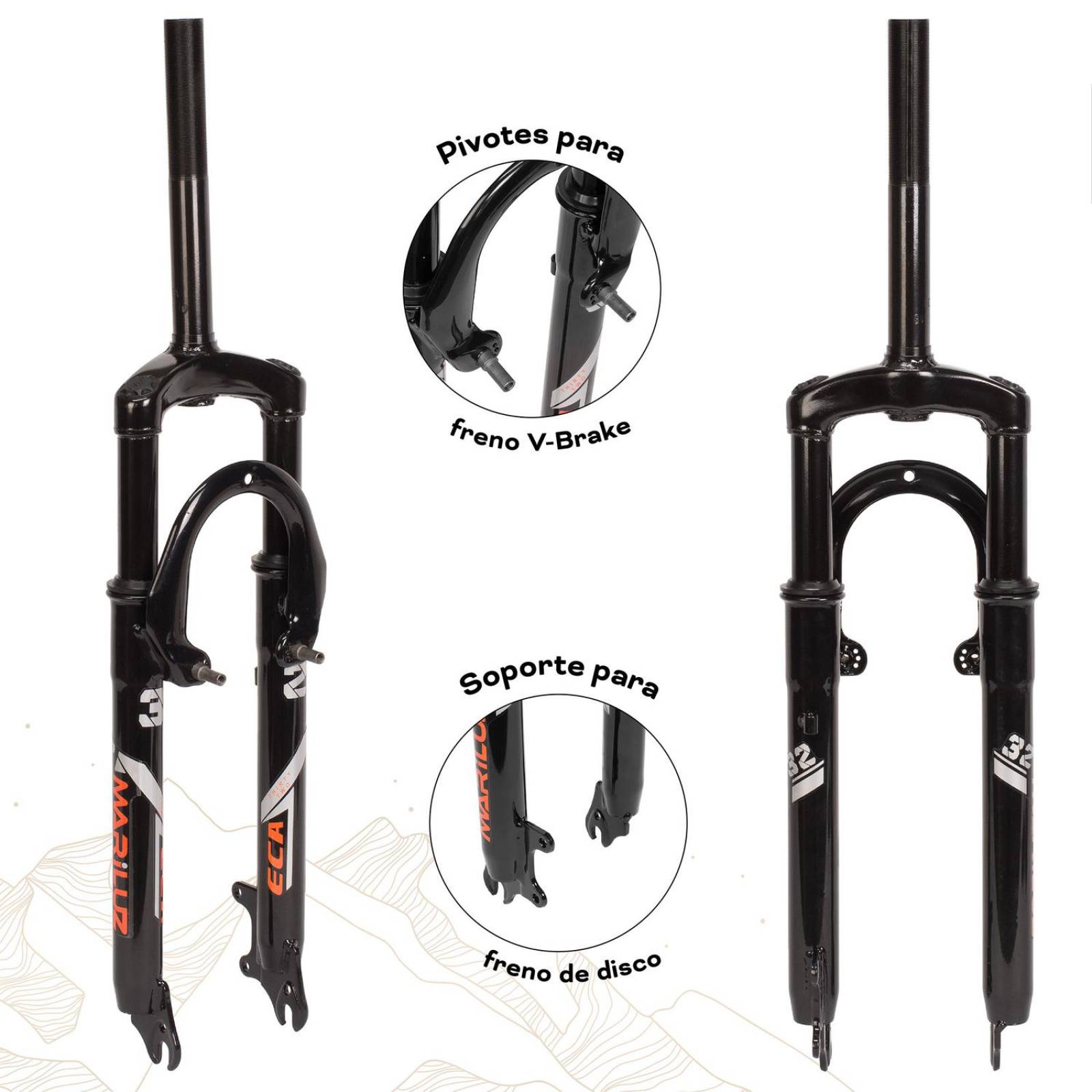 Tijera bicicleta R20 con rosca negra Suspension Mariluz 