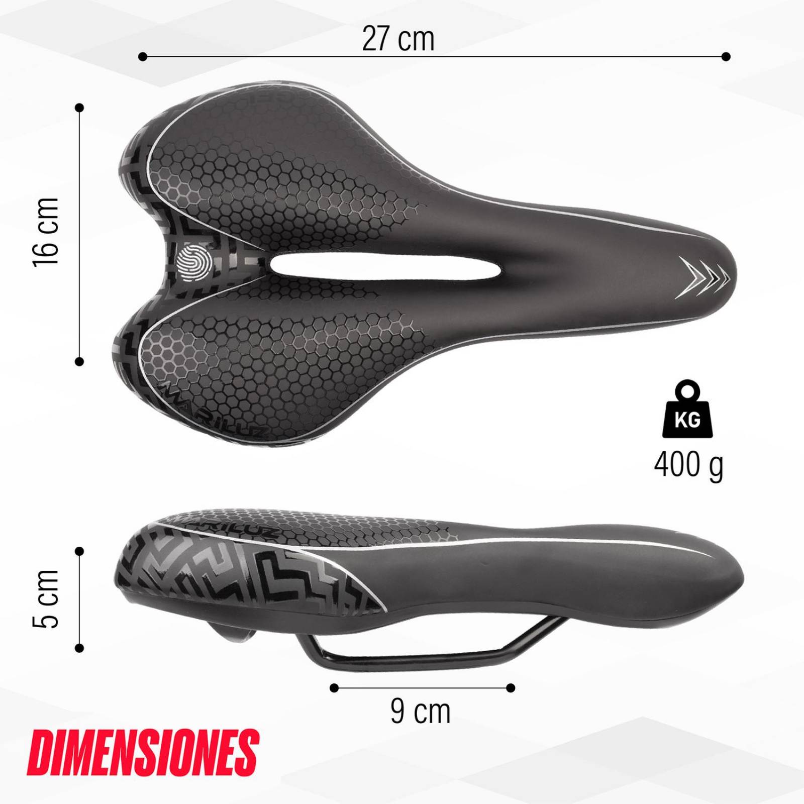 Asiento para bicicleta de montaña negro antiprostatico 1090-1FM 275X160mm Mariluz 