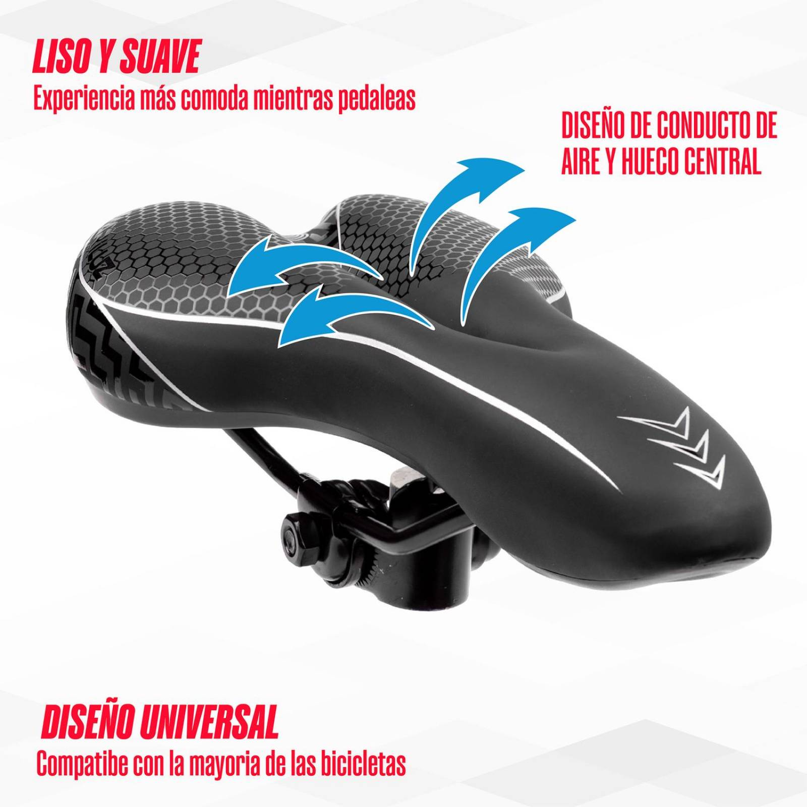 Asiento para bicicleta de montaña negro antiprostatico 1090-1FM 275X160mm Mariluz 