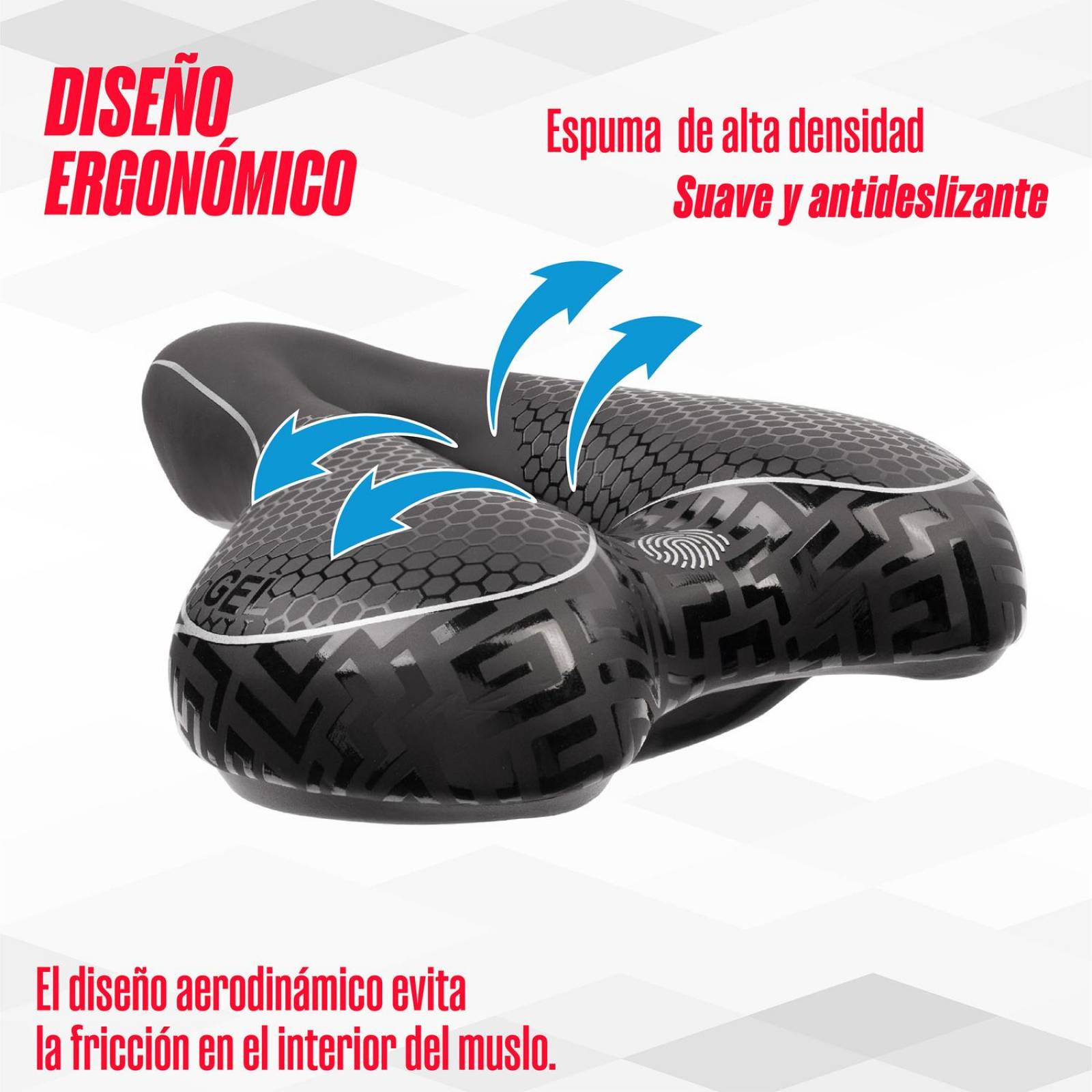Asiento para bicicleta de montaña negro antiprostatico 1090-1FM 275X160mm Mariluz 