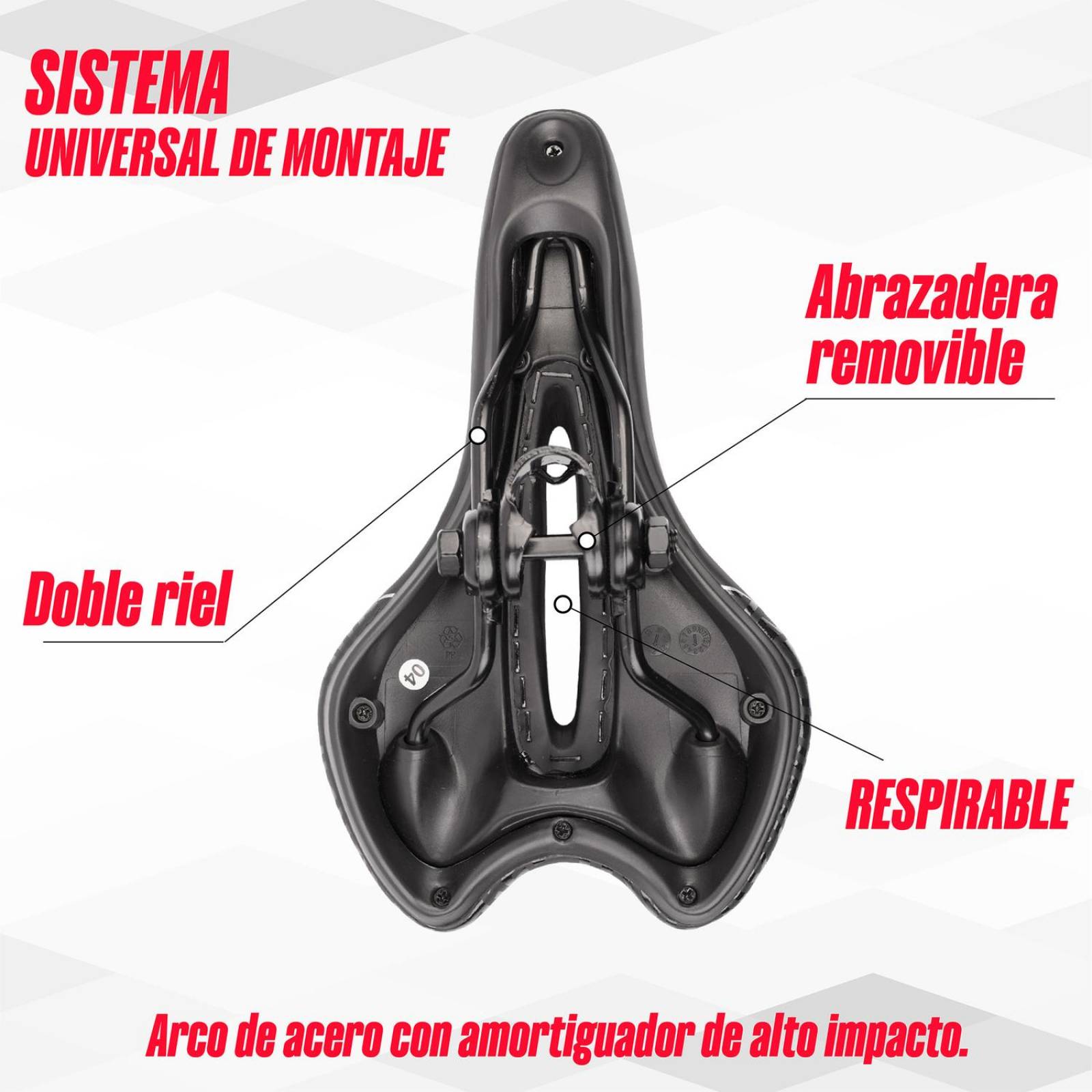 Asiento para bicicleta de montaña negro antiprostatico 1090-1FM 275X160mm Mariluz 