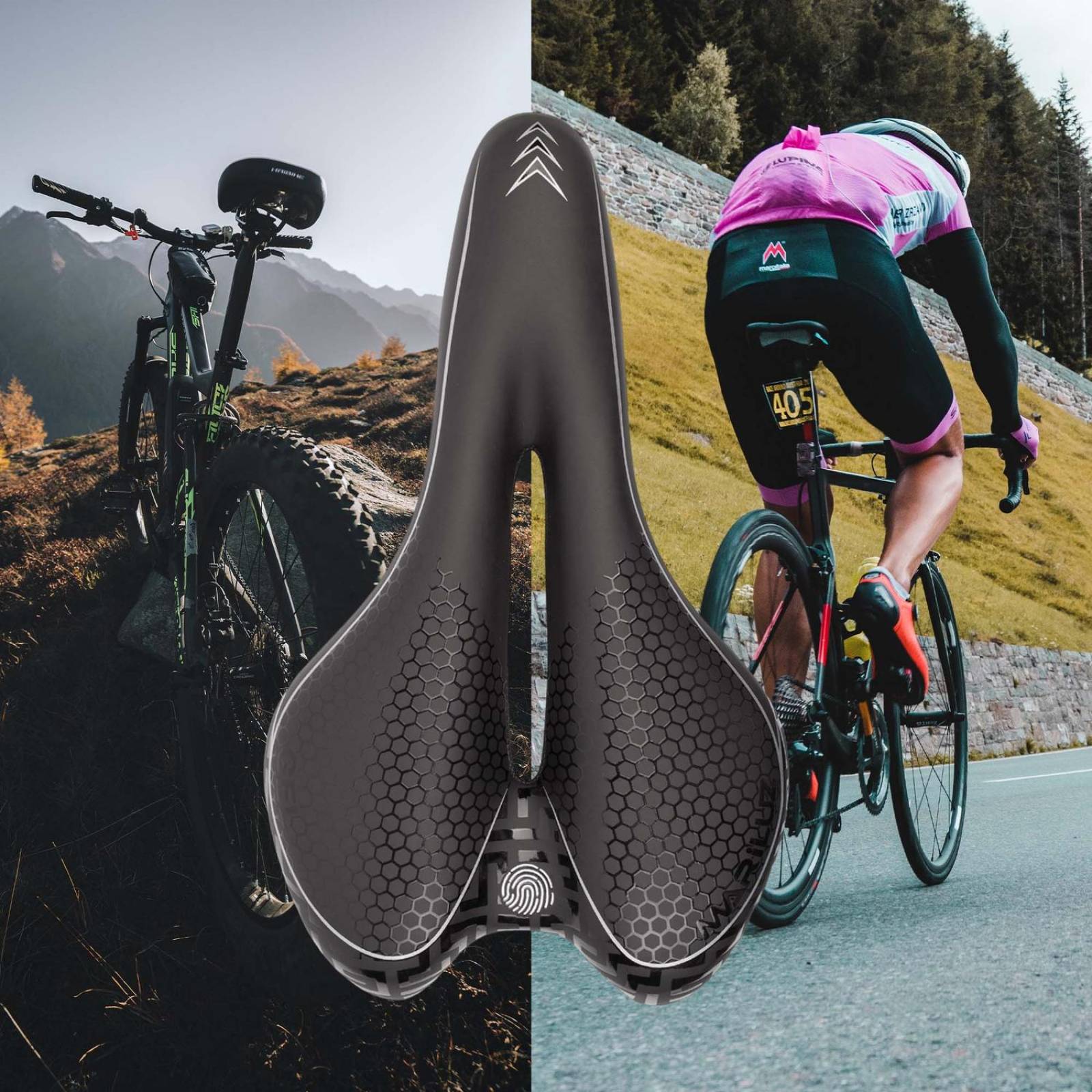 Asiento para bicicleta de montaña negro antiprostatico 1090-1FM 275X160mm Mariluz 