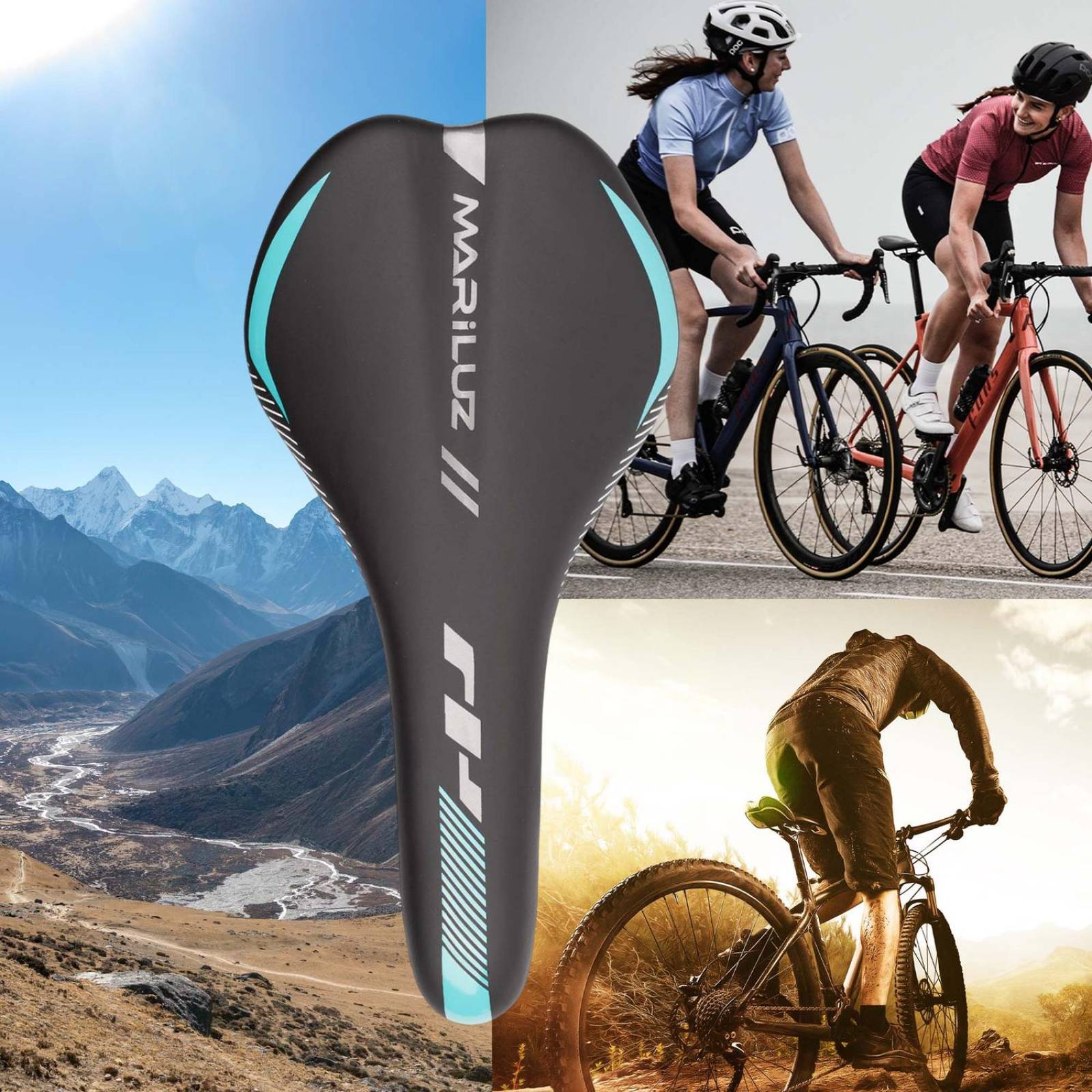 Asiento para bicicleta MTB negro verde WL-3129 Mariluz 