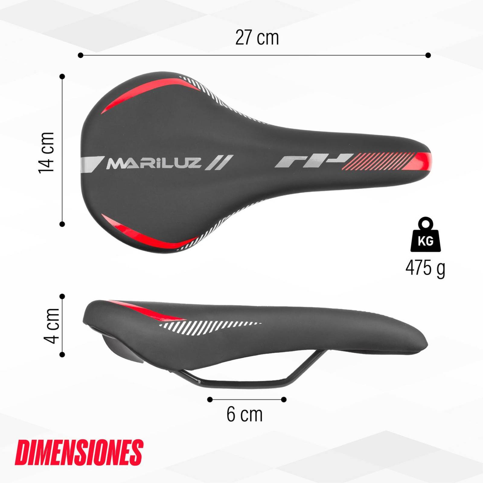 Asiento para bicicleta MTB negro rojo WL-1138-1 Mariluz 