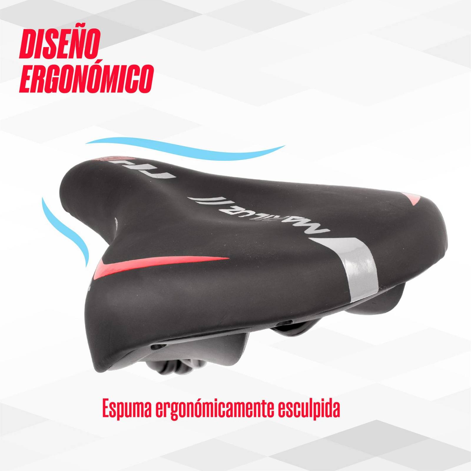 Asiento para bicicleta MTB negro rojo WL-1138-1 Mariluz 