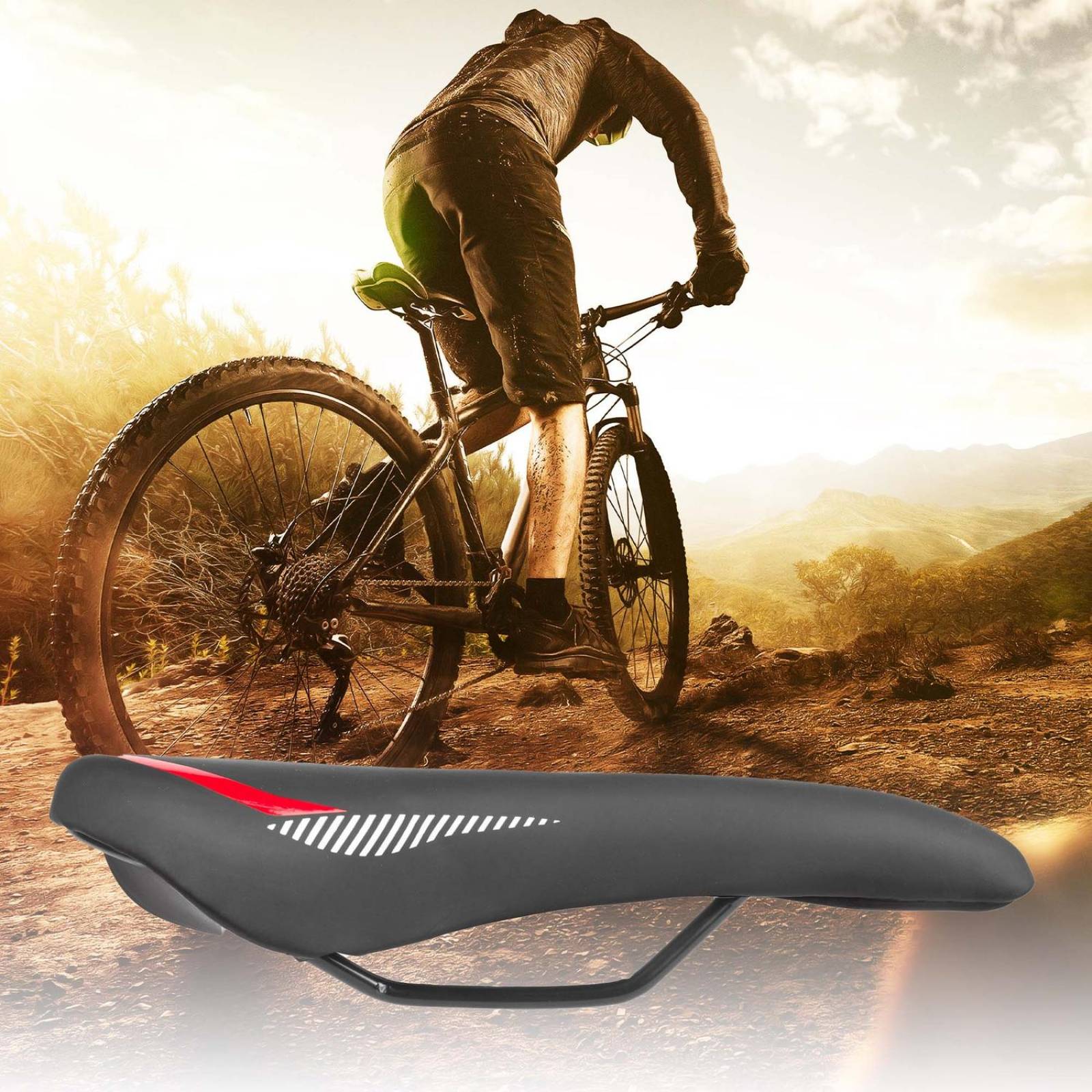 Asiento para bicicleta MTB negro rojo WL-1138-1 Mariluz 