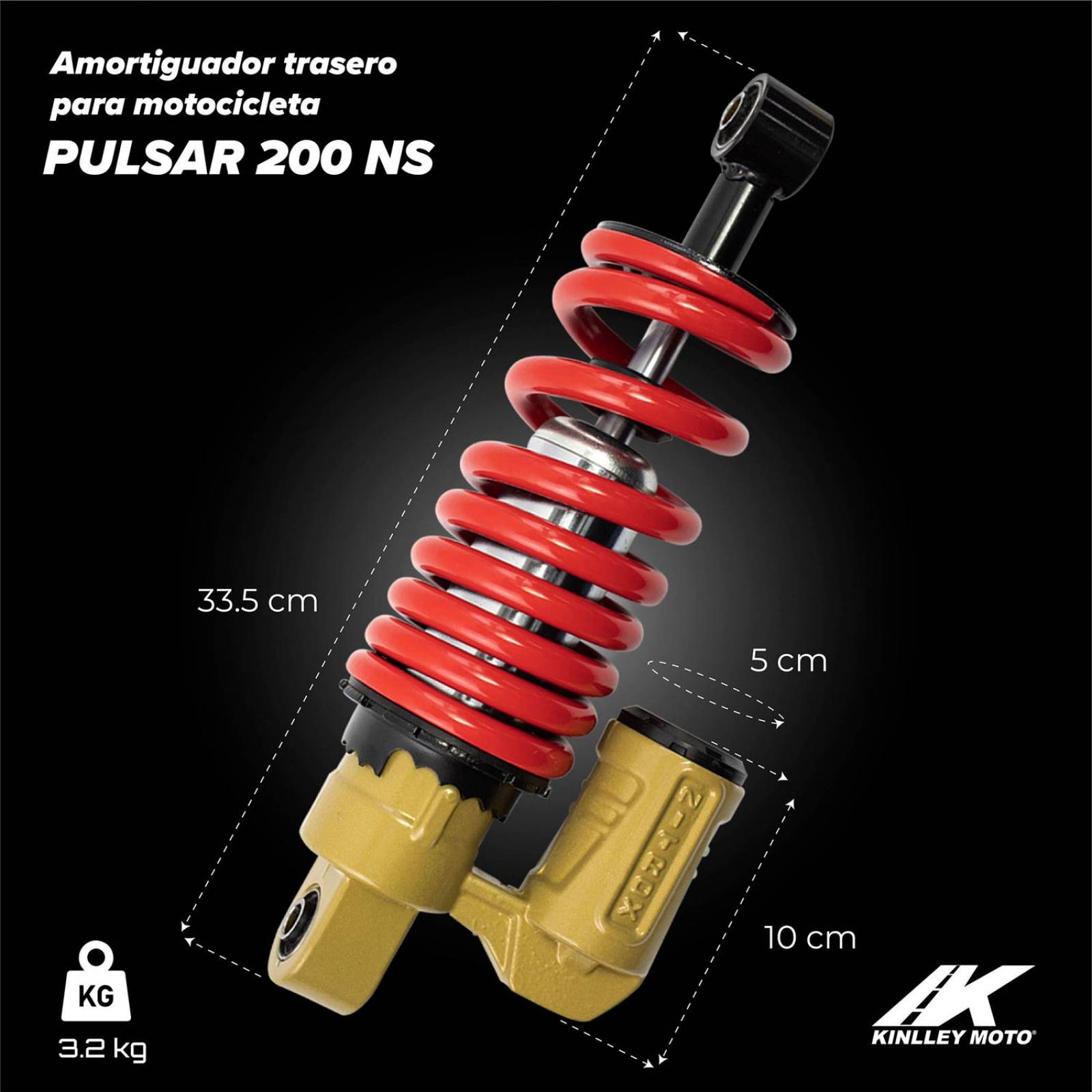 Amortiguador trasero para moto Pulsar 200 ns Bajaj Kinlley 