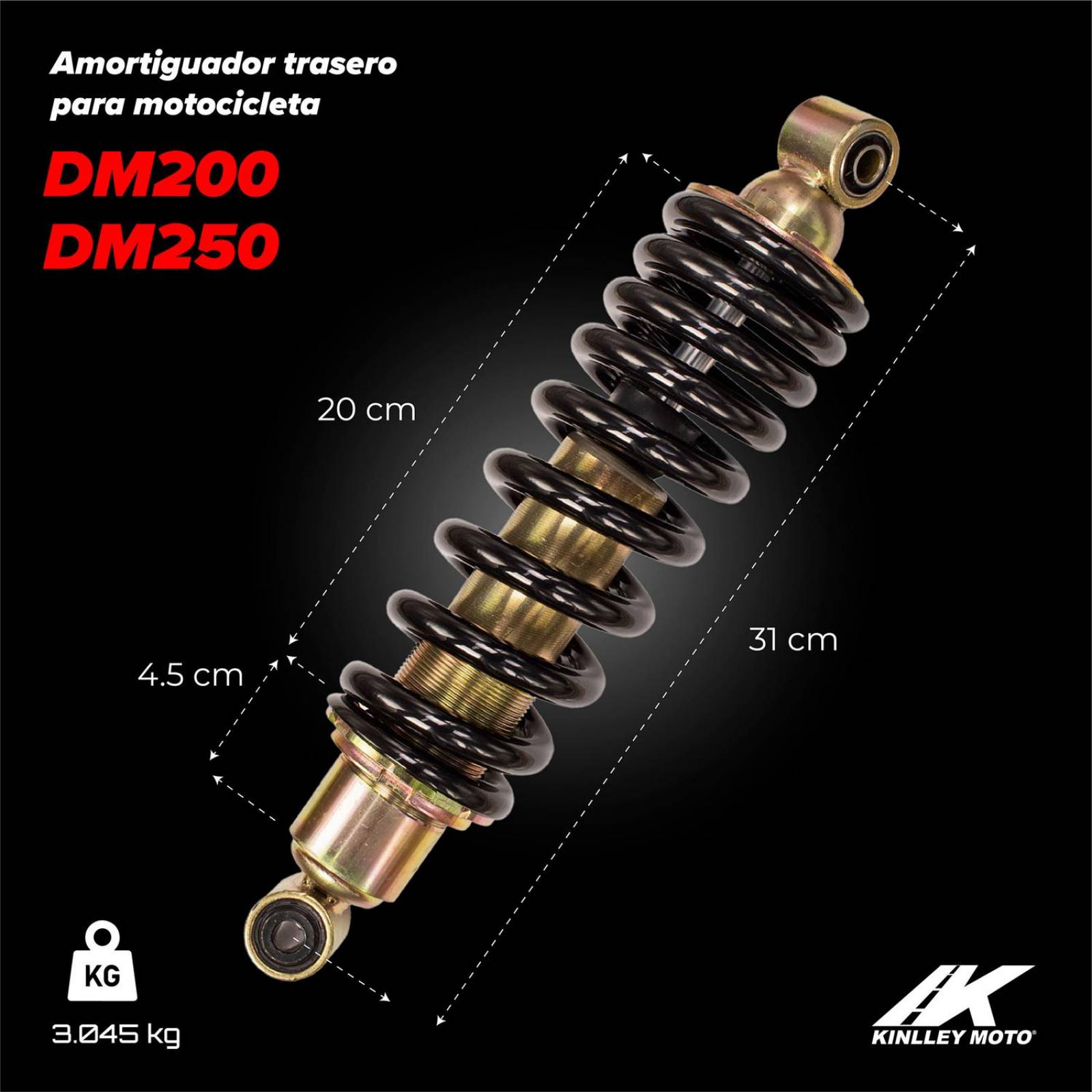 Amortiguador trasero para moto DM 200 DM 250 Kinlley 