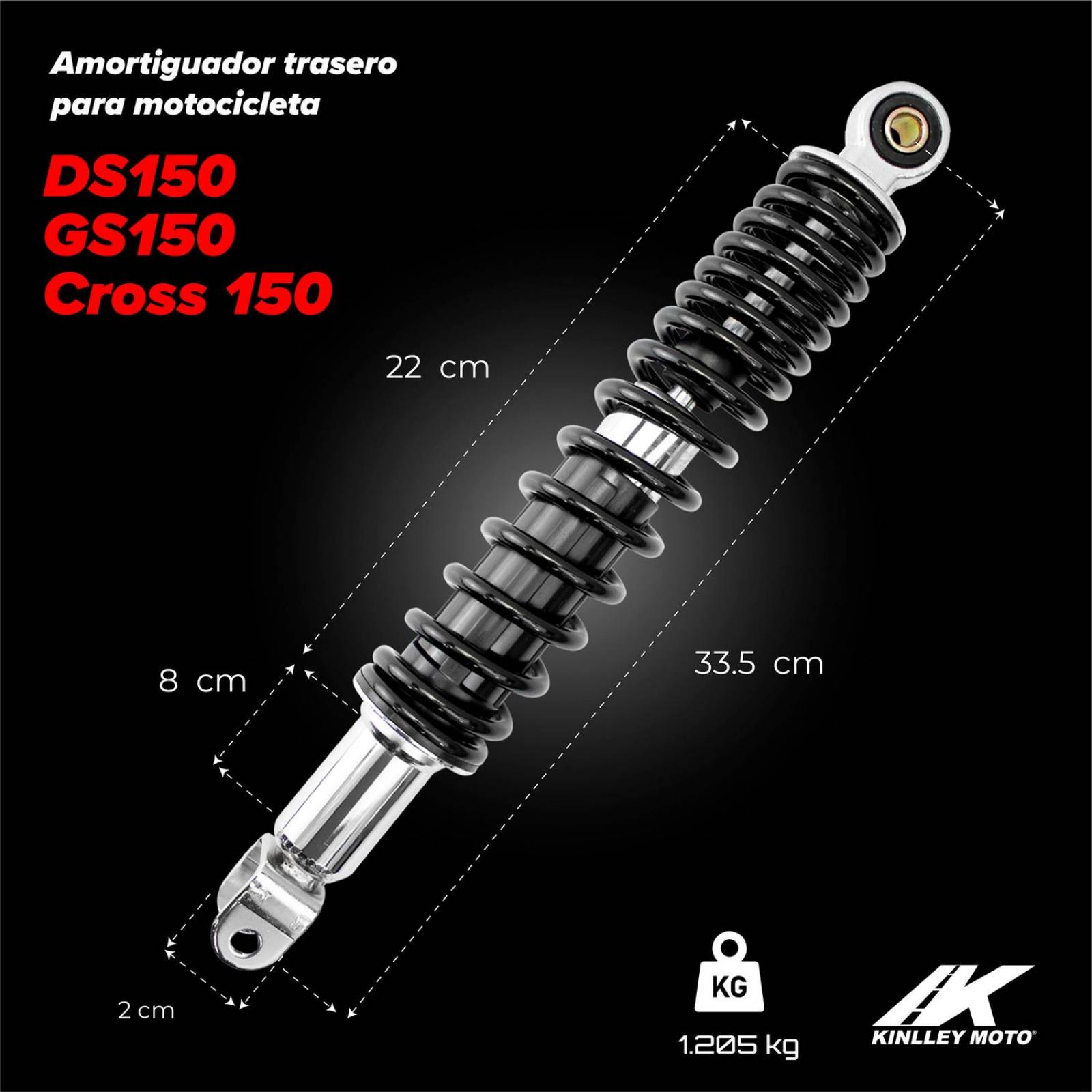 Amortiguador trasero para moto DS150 GS150 Cross 150 Kinlley 
