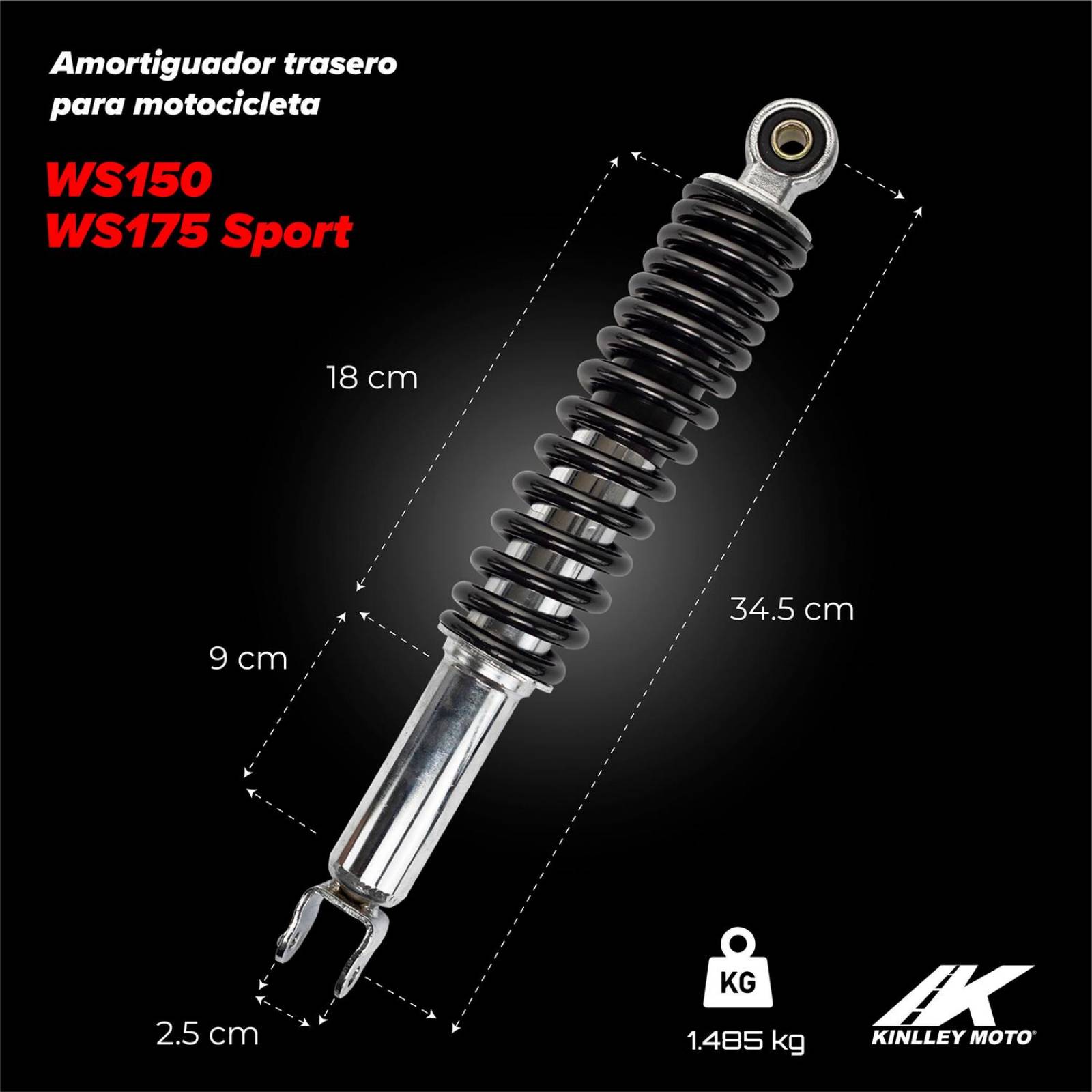 Amortiguador trasero para moto WS150 WS175 Sport Kinlley 