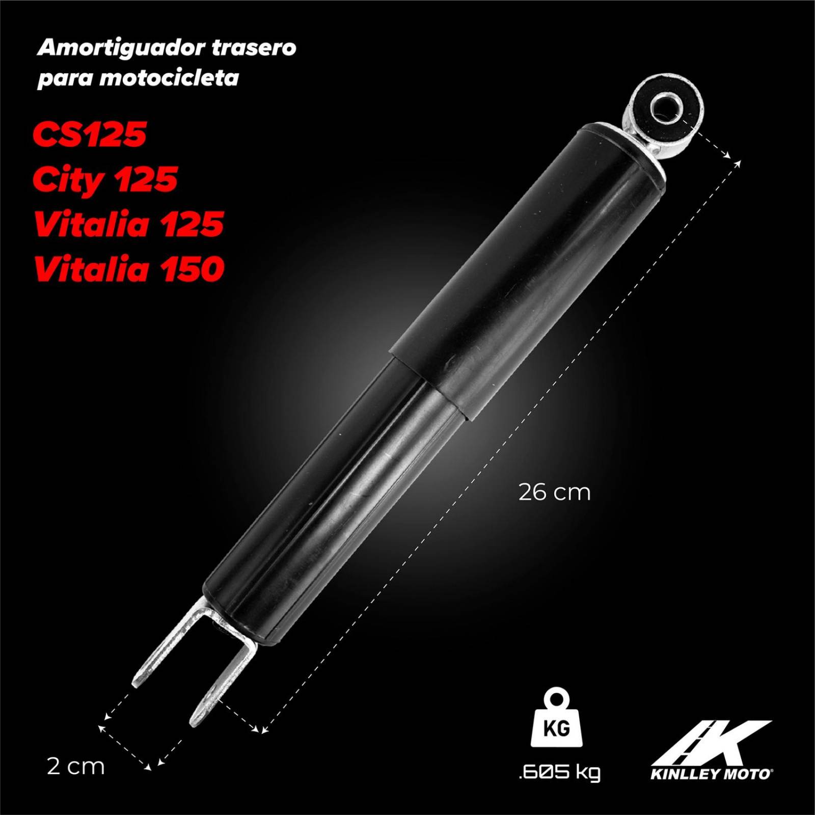 Amortiguador para moto CS 125 City 125 Vitalia Del Kinlley 