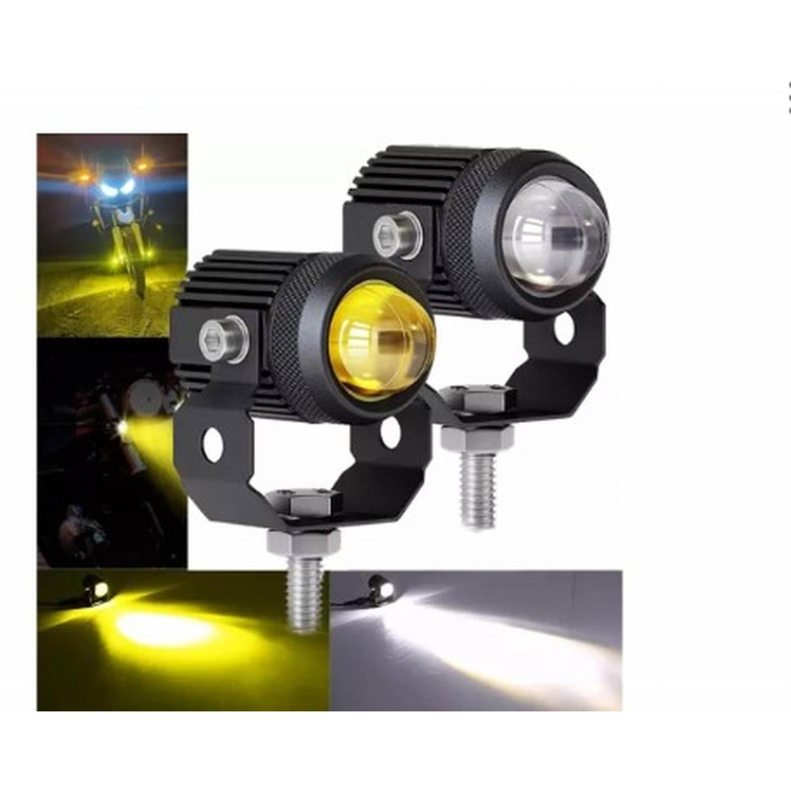 Faros auxiliares para motocicleta laser con base luz blanca y amarilla Kinlley
