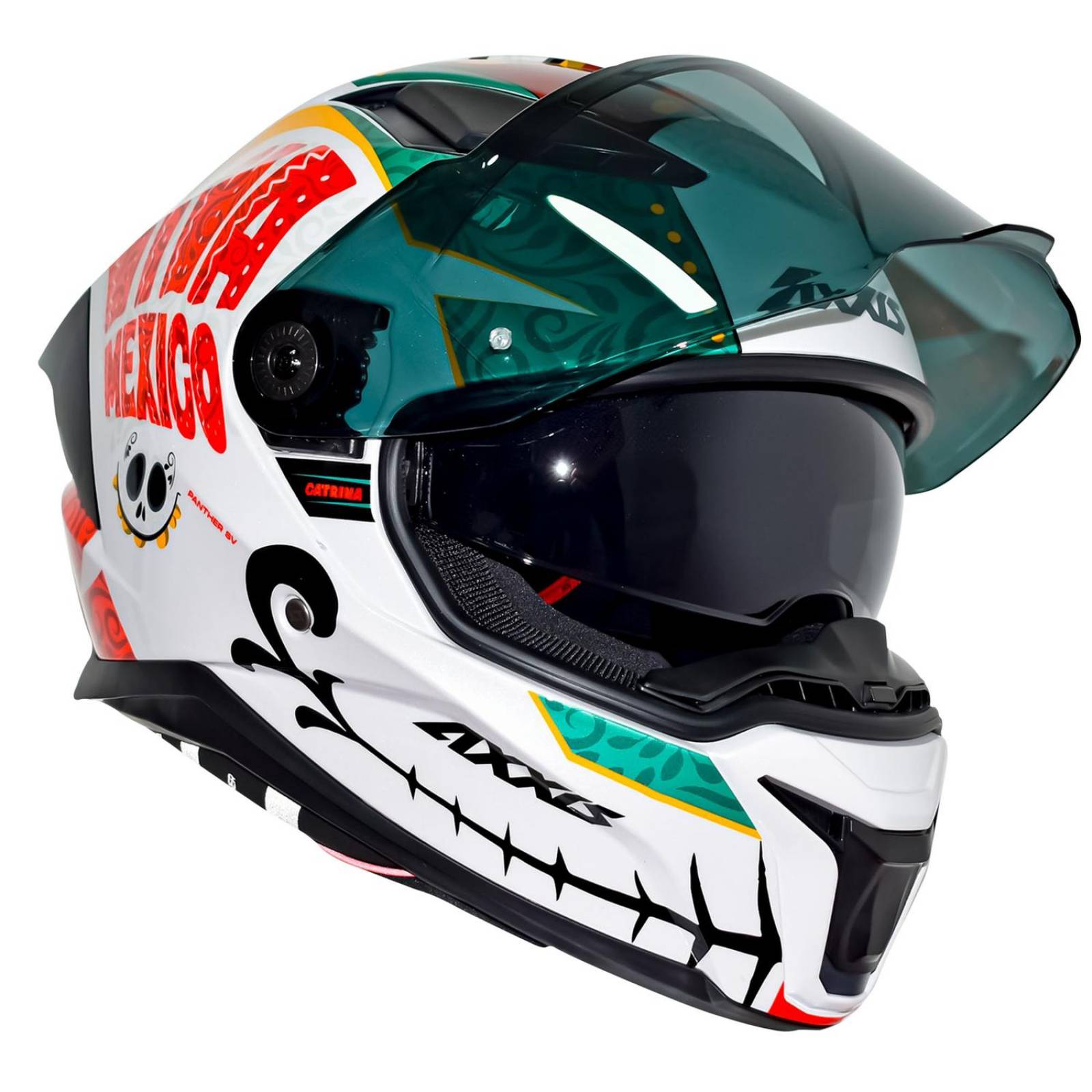 Casco para motociclista talla L integral Panther catrina A6 blanco brillo Axxis