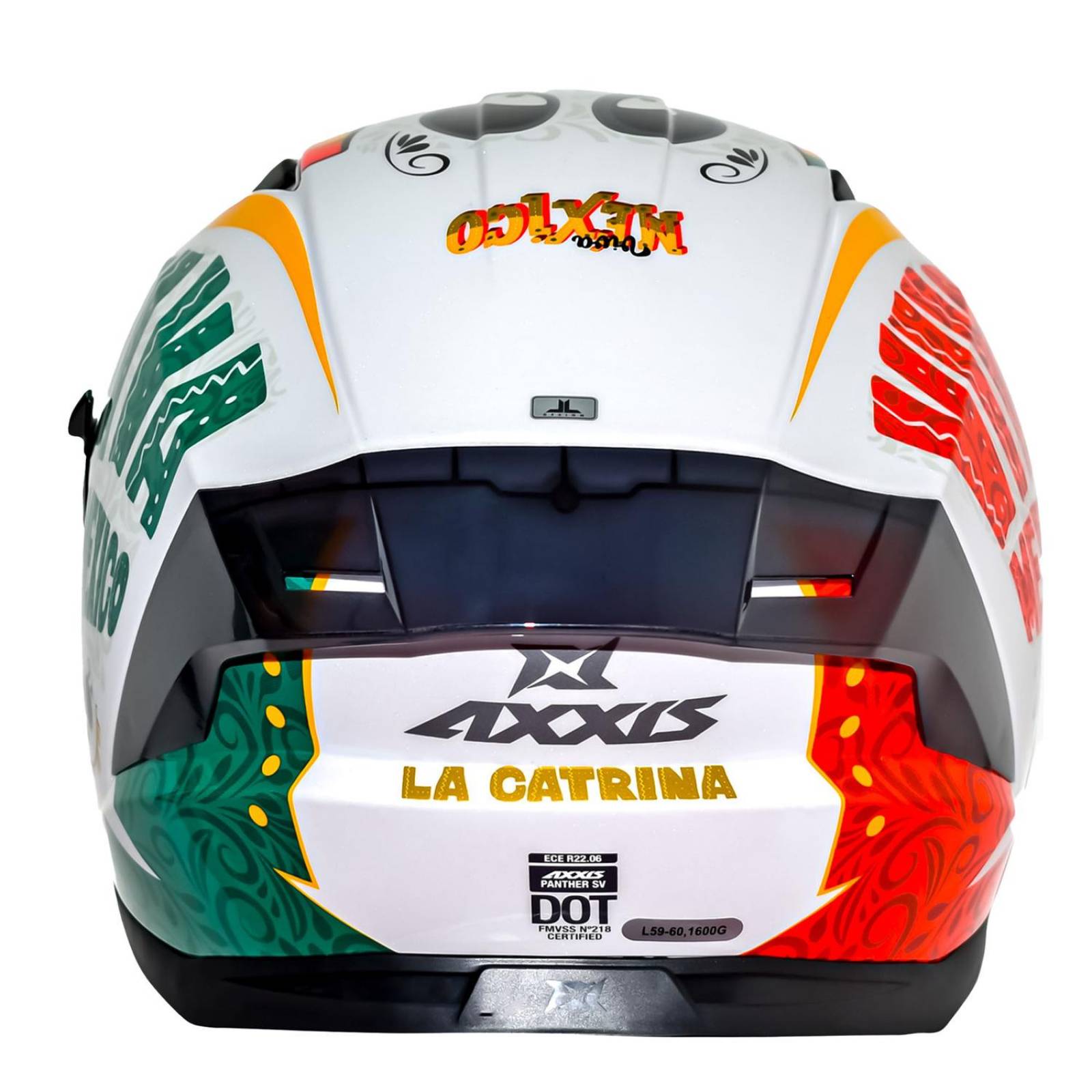 Casco para motociclista talla L integral Panther catrina A6 blanco brillo Axxis