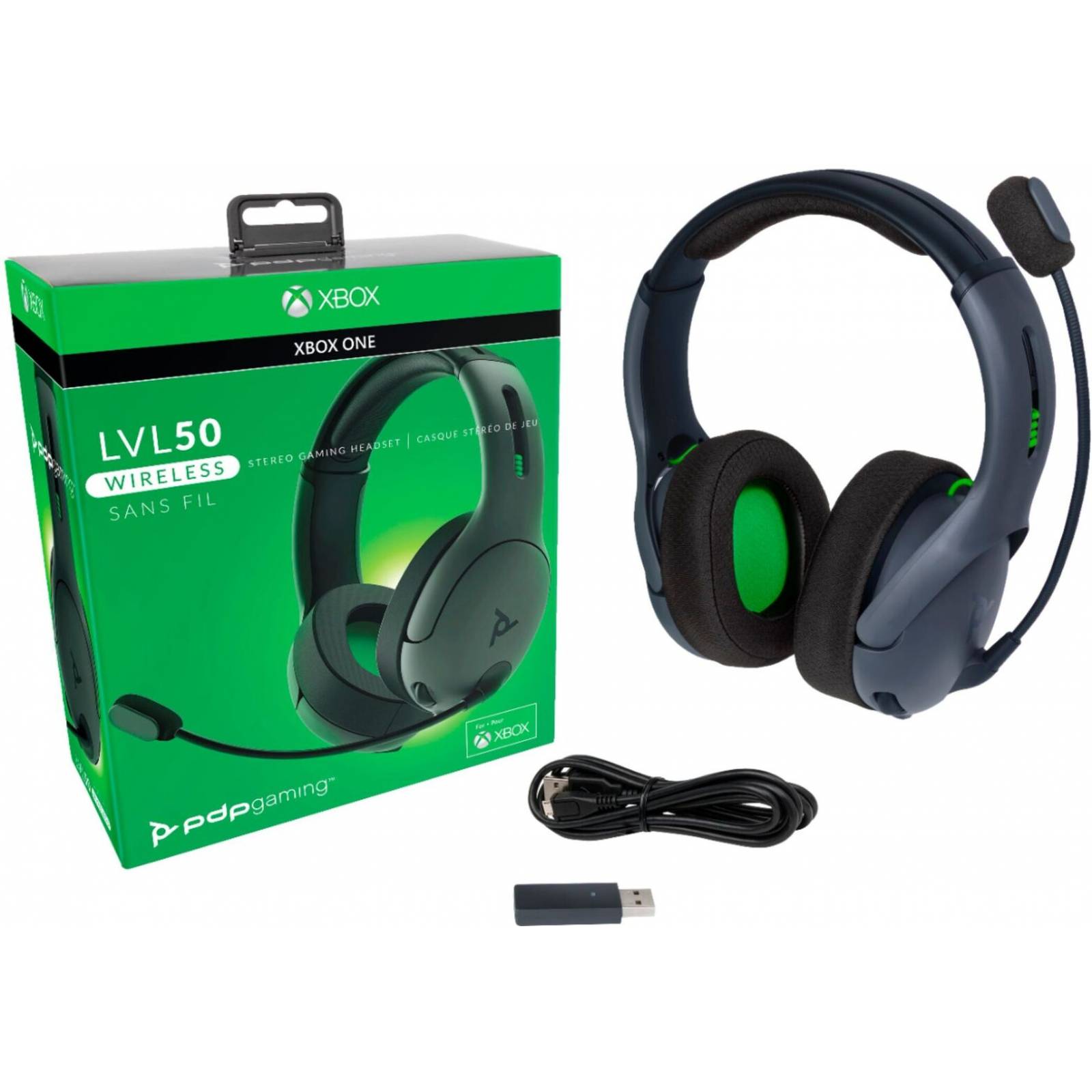 Audifonos Inalambricos PDP Gaming LVL50 Xbox One - Gris y Negro