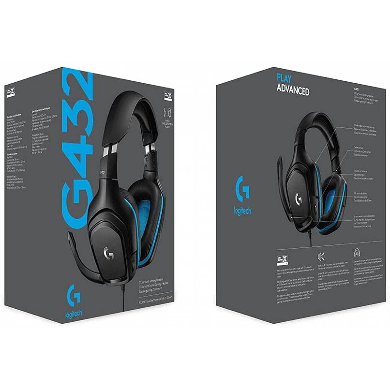 Audifonos Logitech G432 Negro y Azul - Xbox One, Nintendo Switch, PS4