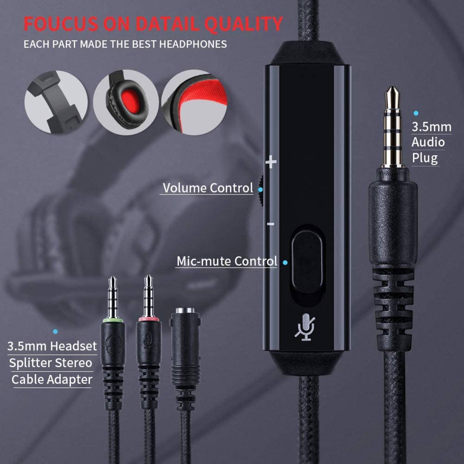 Audifonos NUBWO U3 Negro y Rojo - Xbox One, Nintendo Switch, PS4