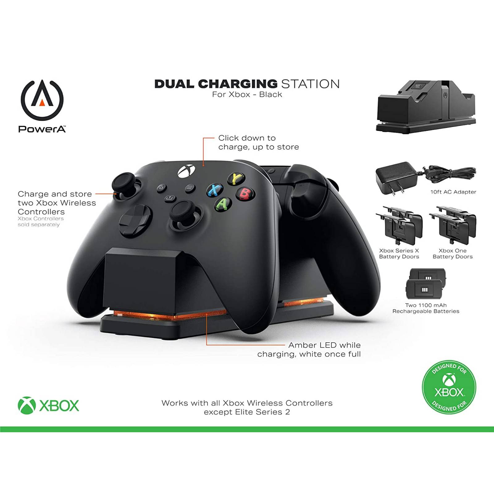 Estación de carga dual con pilas recargables PowerA Negro - Xbox One, Xbox Series