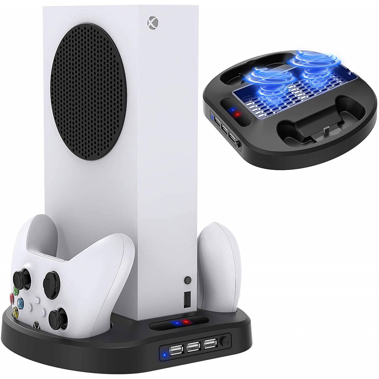 Soporte Vertical con Ventilador, Estacion de carga MENEEA con 3 Puertos Usb - Xbox Series S