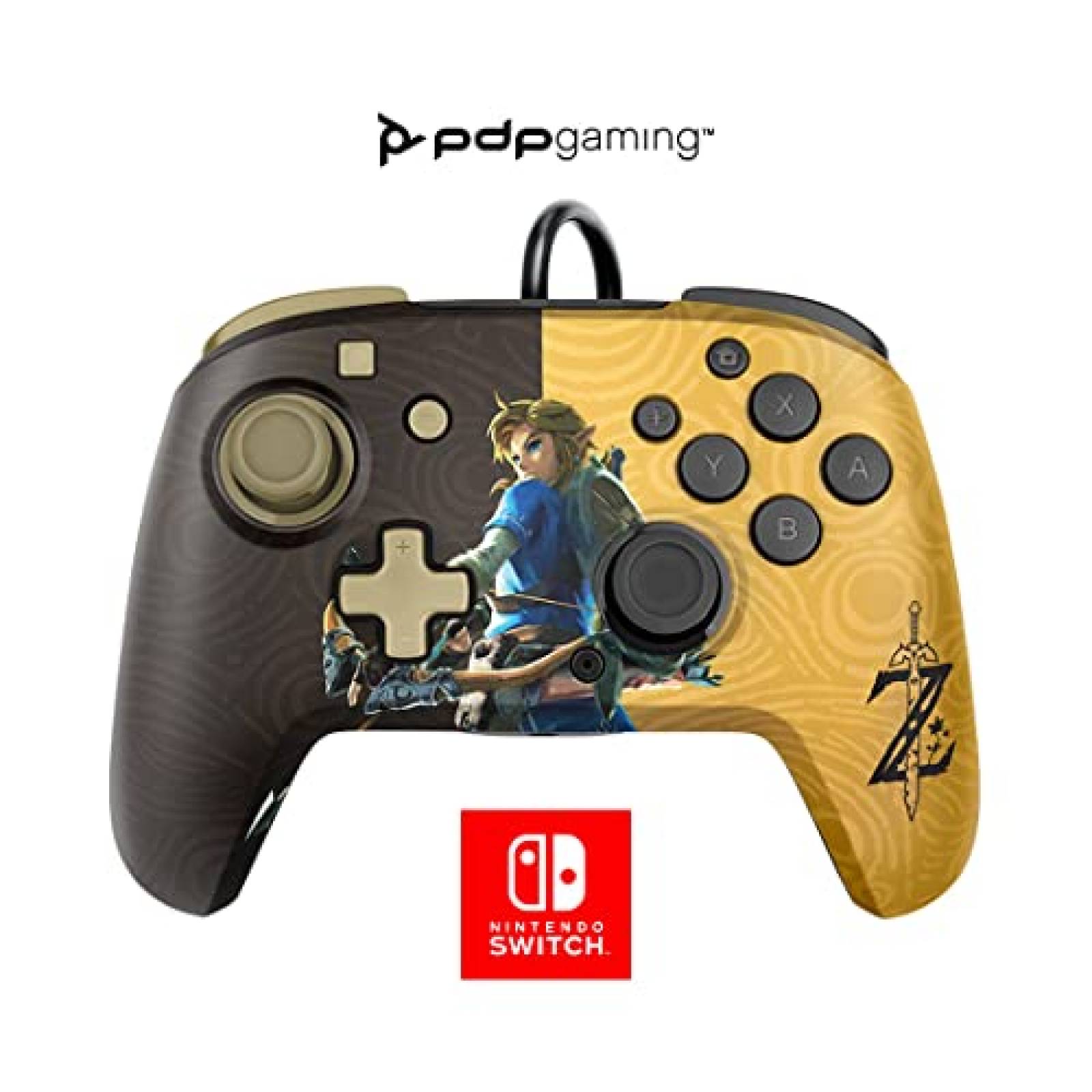 Control Alambrico Zelda Breath of the Wild Link PDP Negro/Dorado - Nintendo Switch
