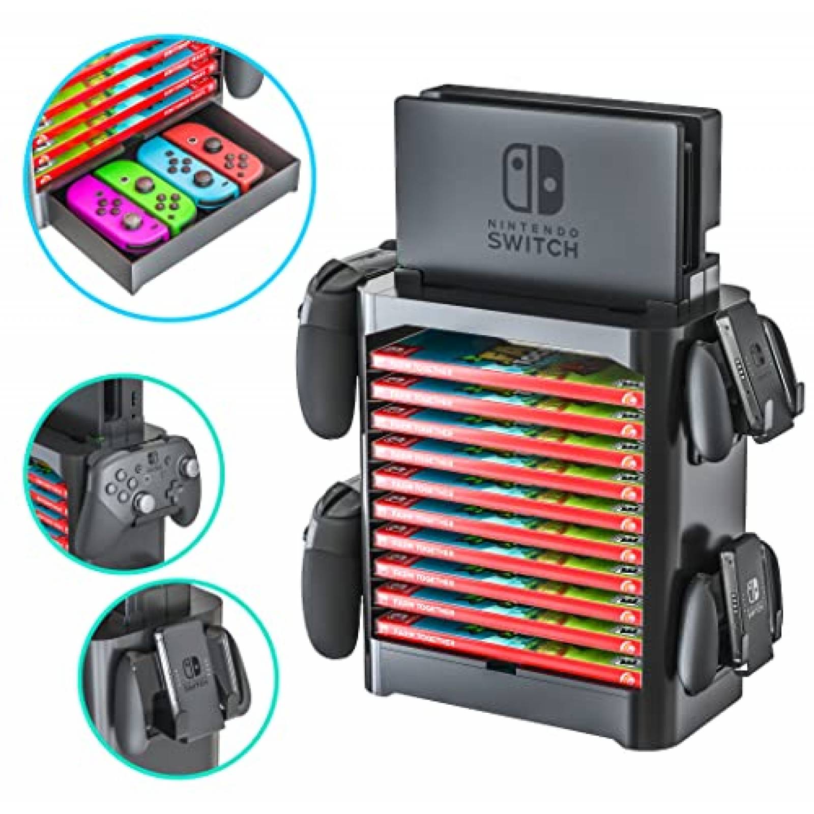 Organizador de discos y de controles Skywin Negro - Nintendo Switch