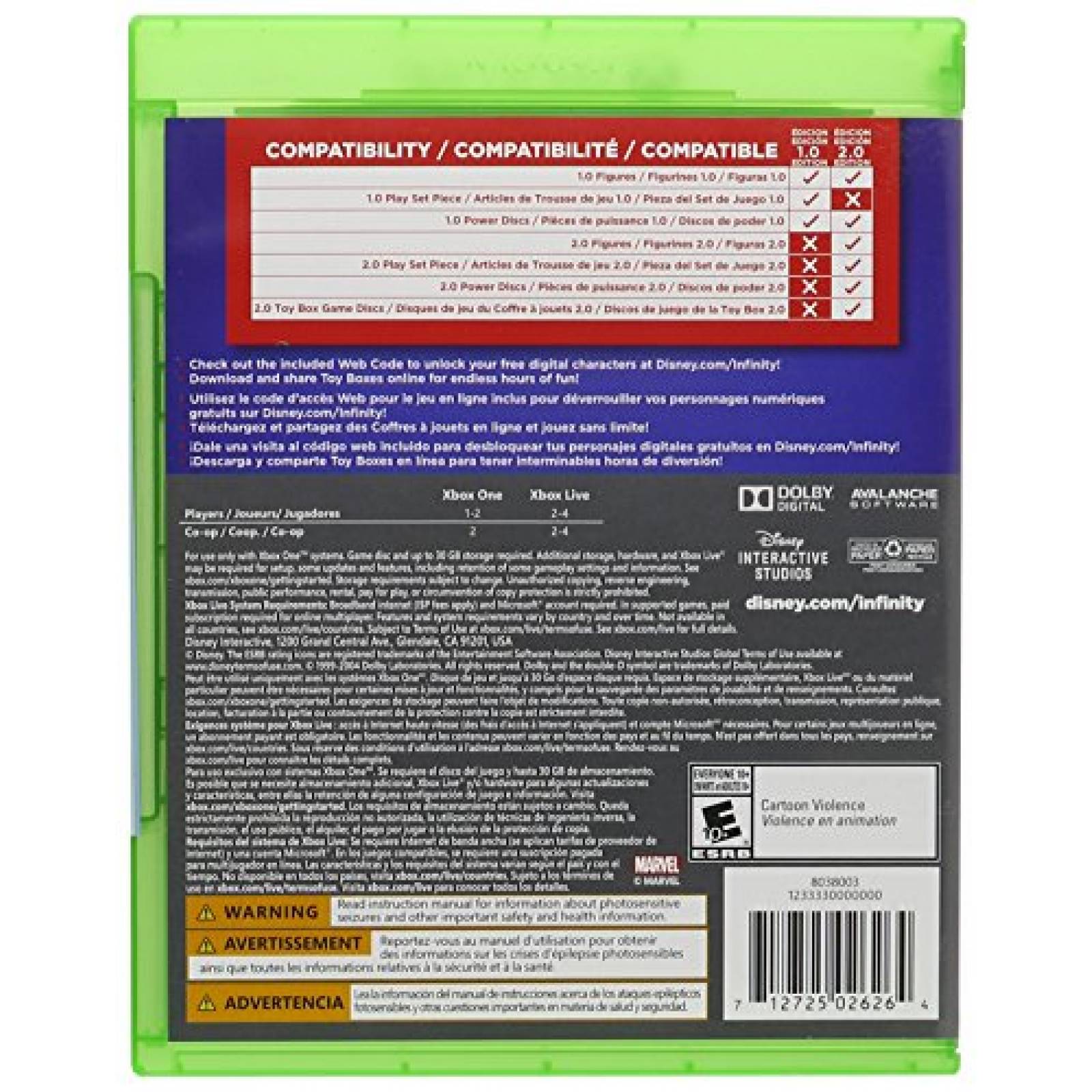 Disney Infinity 2.0 (Marvel Super Heroes/Toy Box) Replacement Game Only - Xbox One