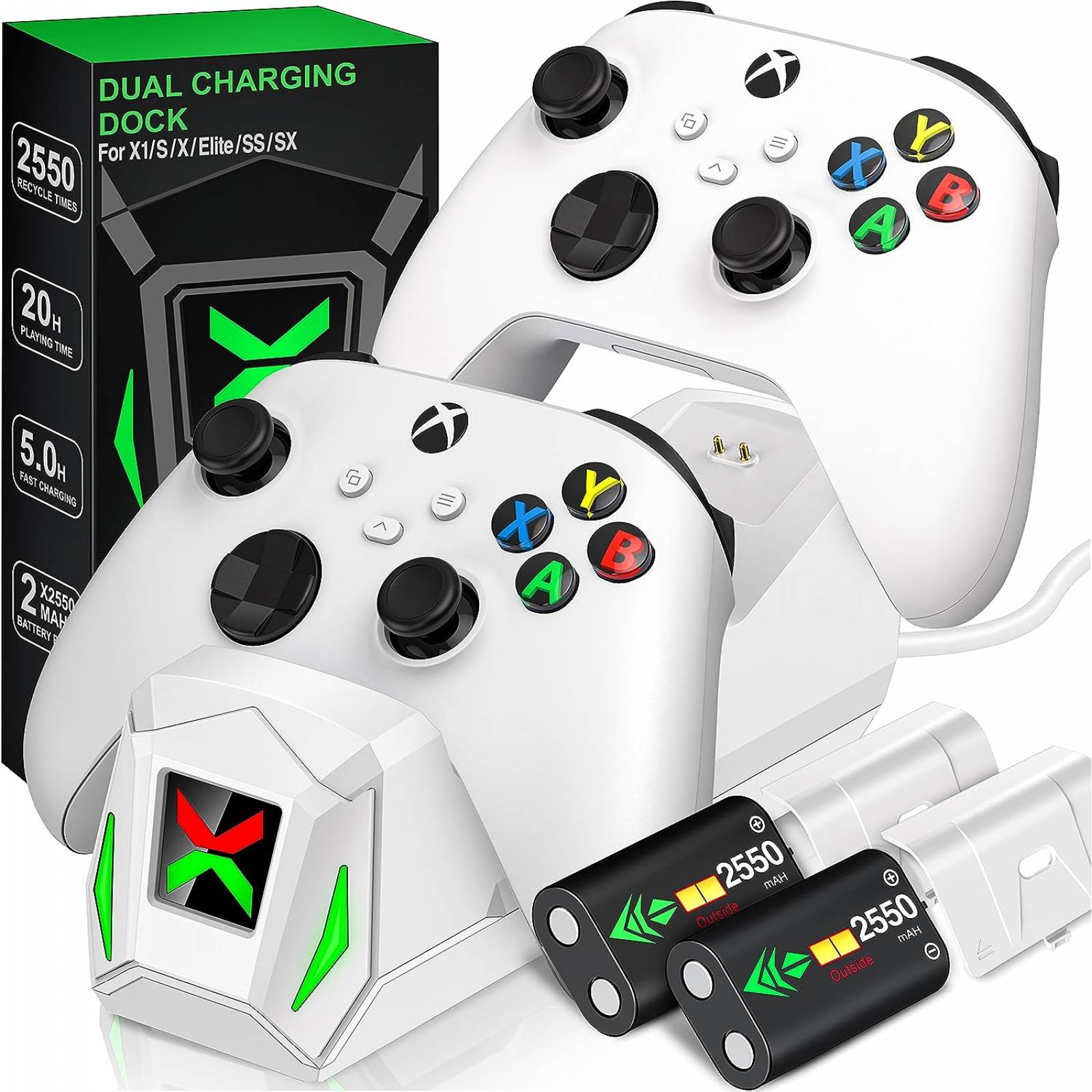 Estación de carga con 2 baterías recargables de 2550 mAh Xbox One/Series X|S - Blanco