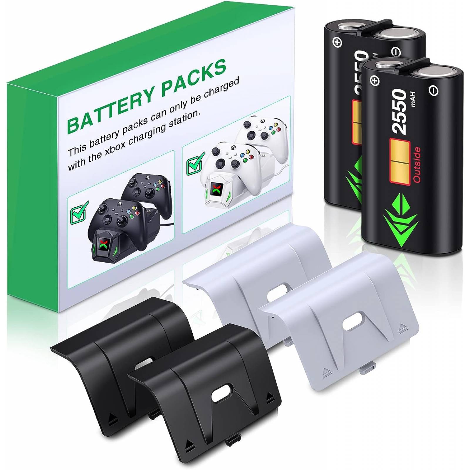 Paquete de 2 baterías recargables 2550 mAh Xbox One/X/S/Elite
