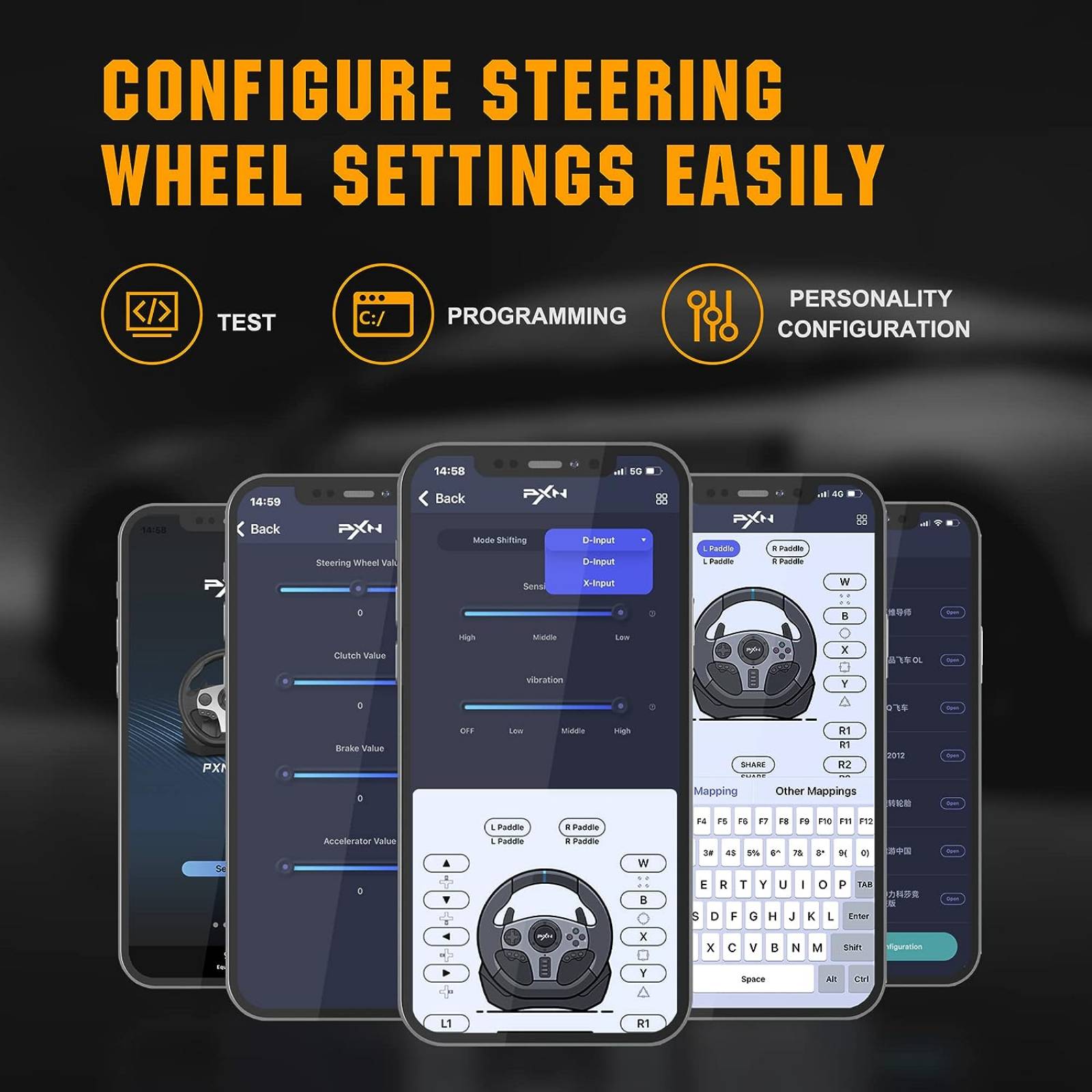 PXN V9 Volante de carrera con Pedales y Palanca - PS4 / PS3 / Xbox One / X|S / Switch