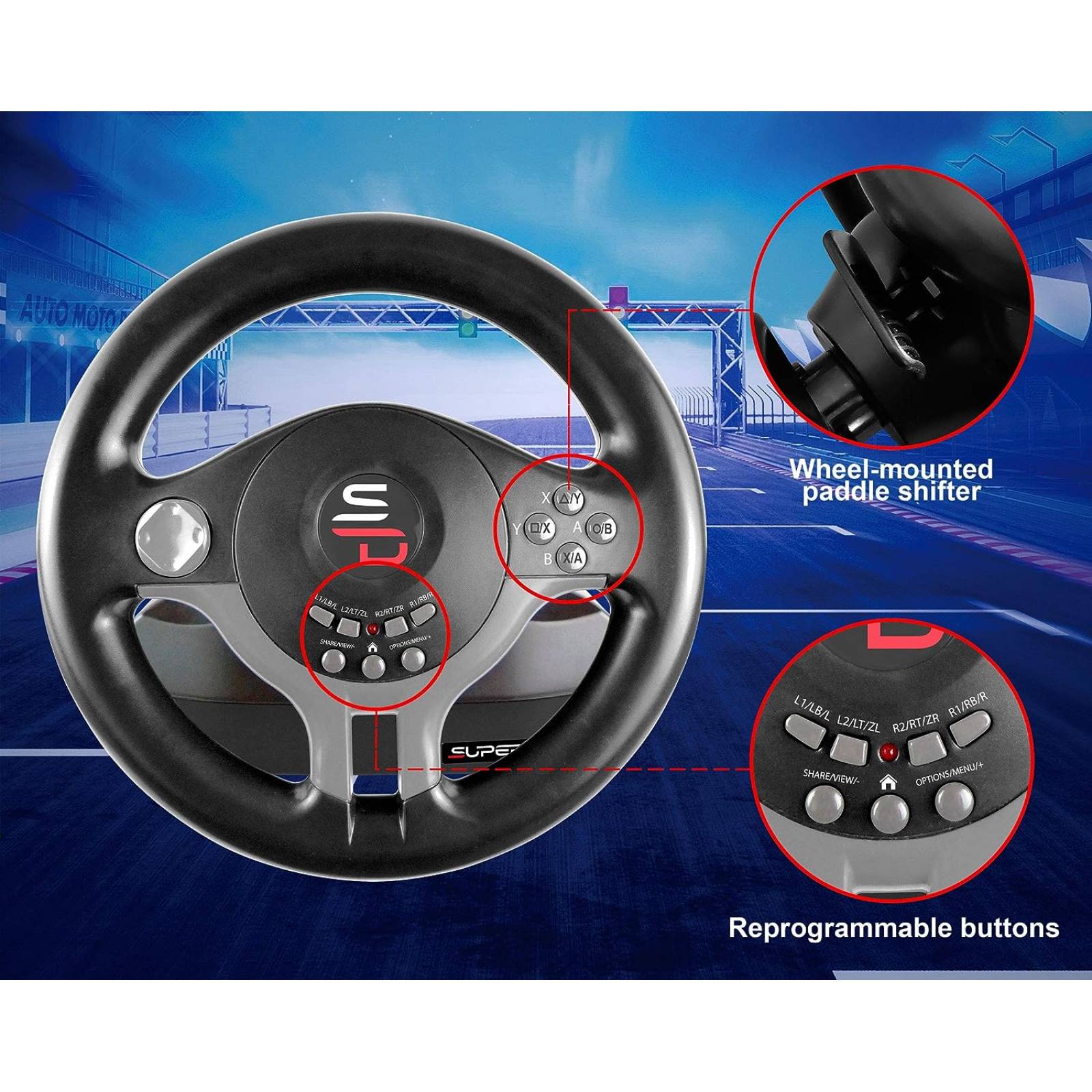 Volante Carrera Universal Consola Juegos Pedal Coche Usb Para PS4 PC Xbox  Series