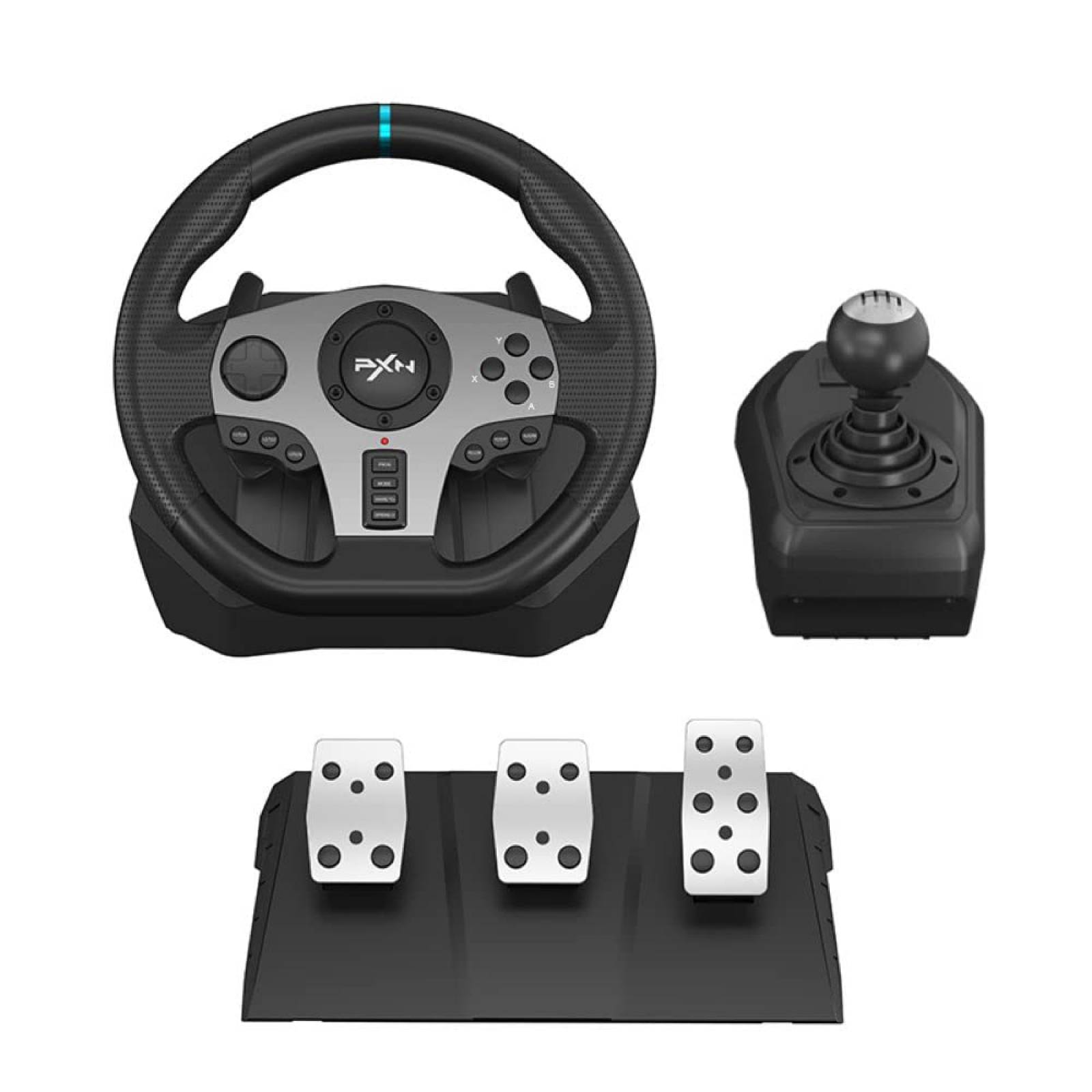 PXN V9 Volante de Carreras con 3 Pedales y Palanca - Xbox One,Xbox Series X/S,PS4,PS3, Switch