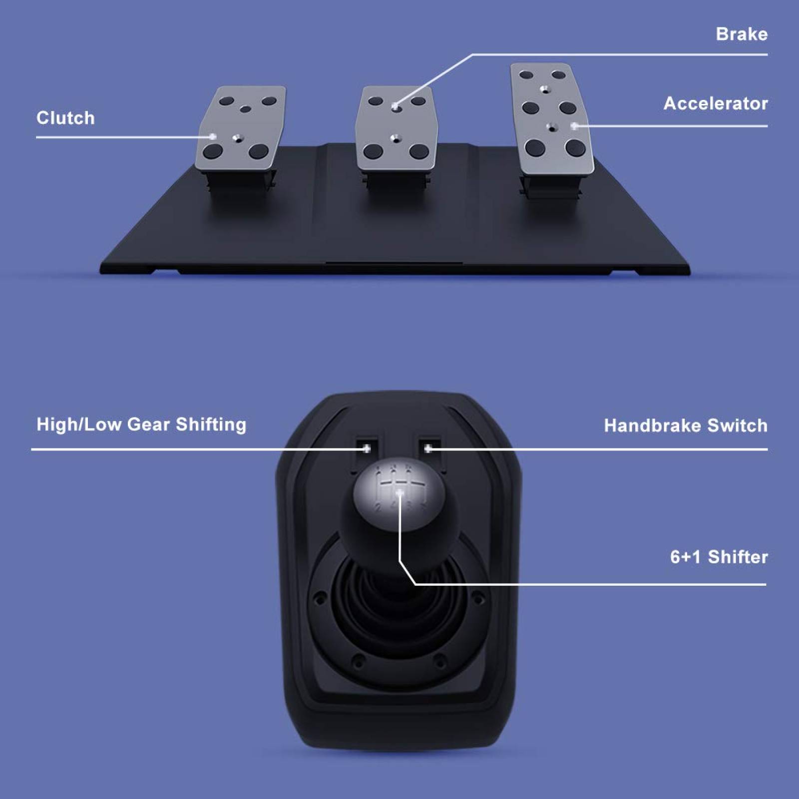 PXN V9 Volante de Carreras con 3 Pedales y Palanca - Xbox One,Xbox Series X/S,PS4,PS3, Switch