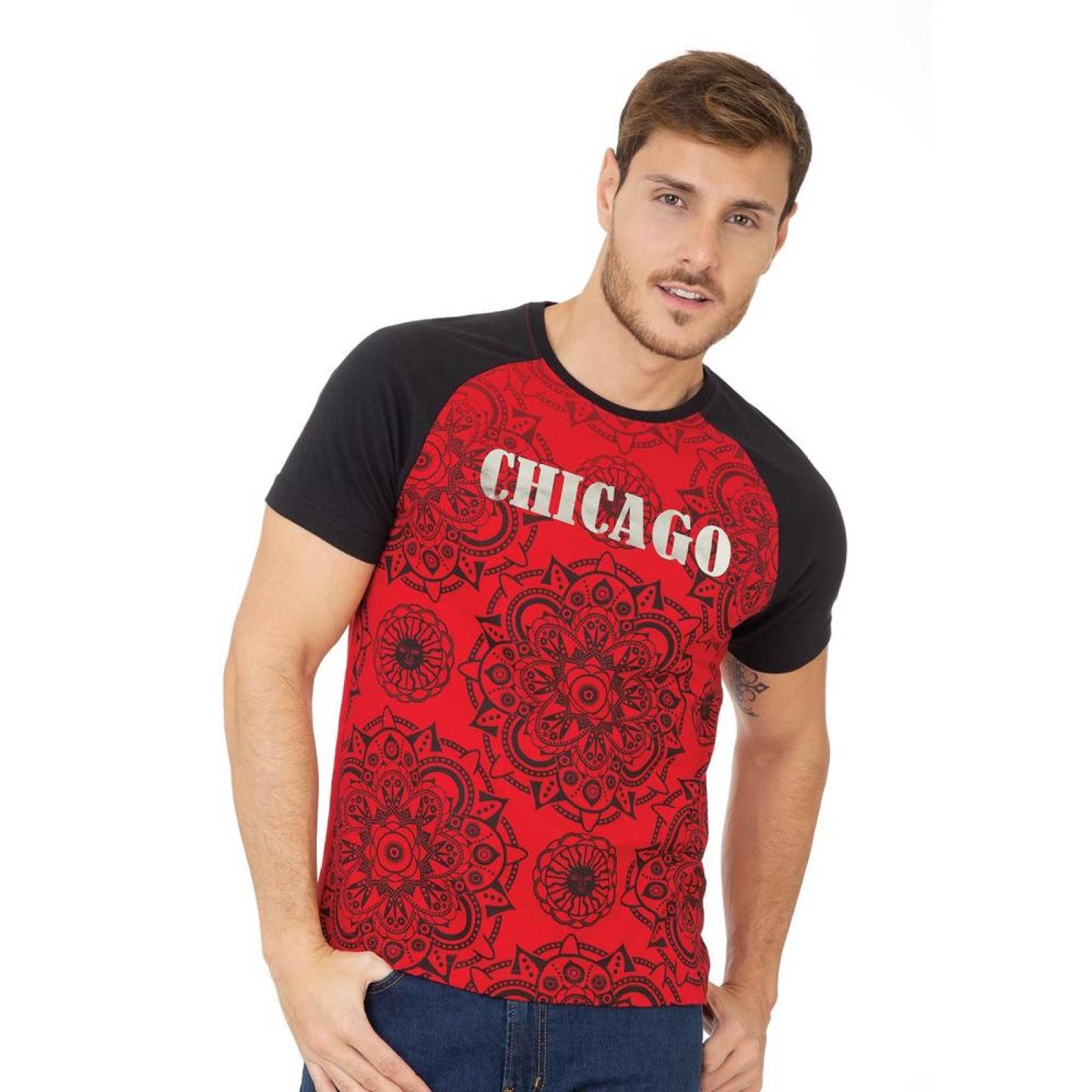 Playera Moda Hombre Salvaje Tentación Rojo 73103216 Algodón 